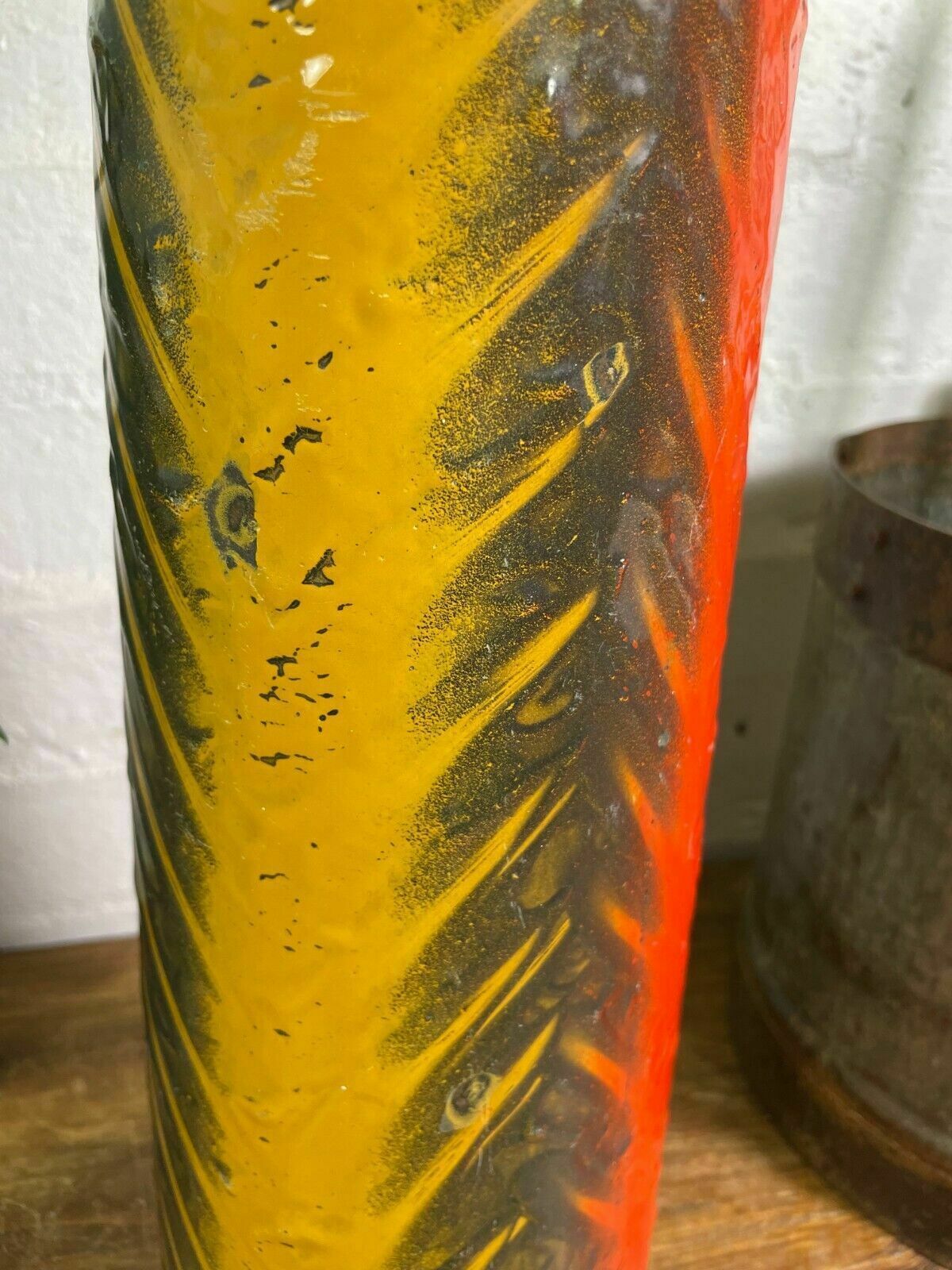 Large Vintage Hungarian Retro Mid Century Enamel Vase photo vintage