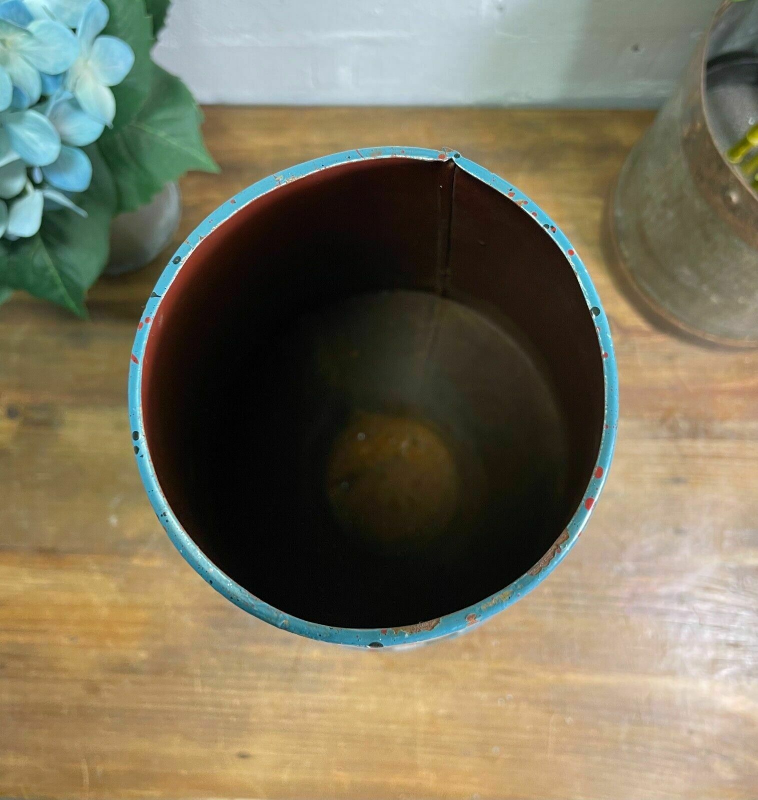Large Vintage Hungarian Retro Mid Century Hand Painted Metal Vase photo Home Decor