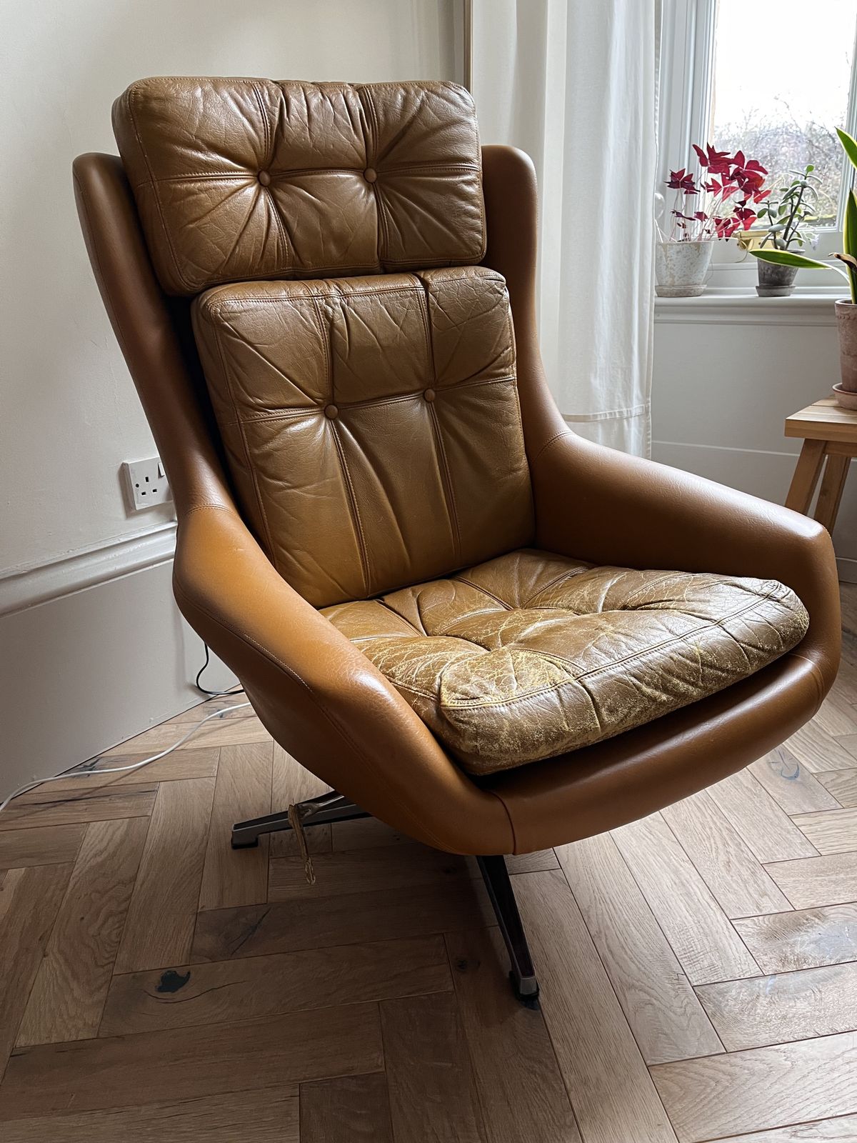 1970s Peem Leather Adjustable Armchair ,Finland