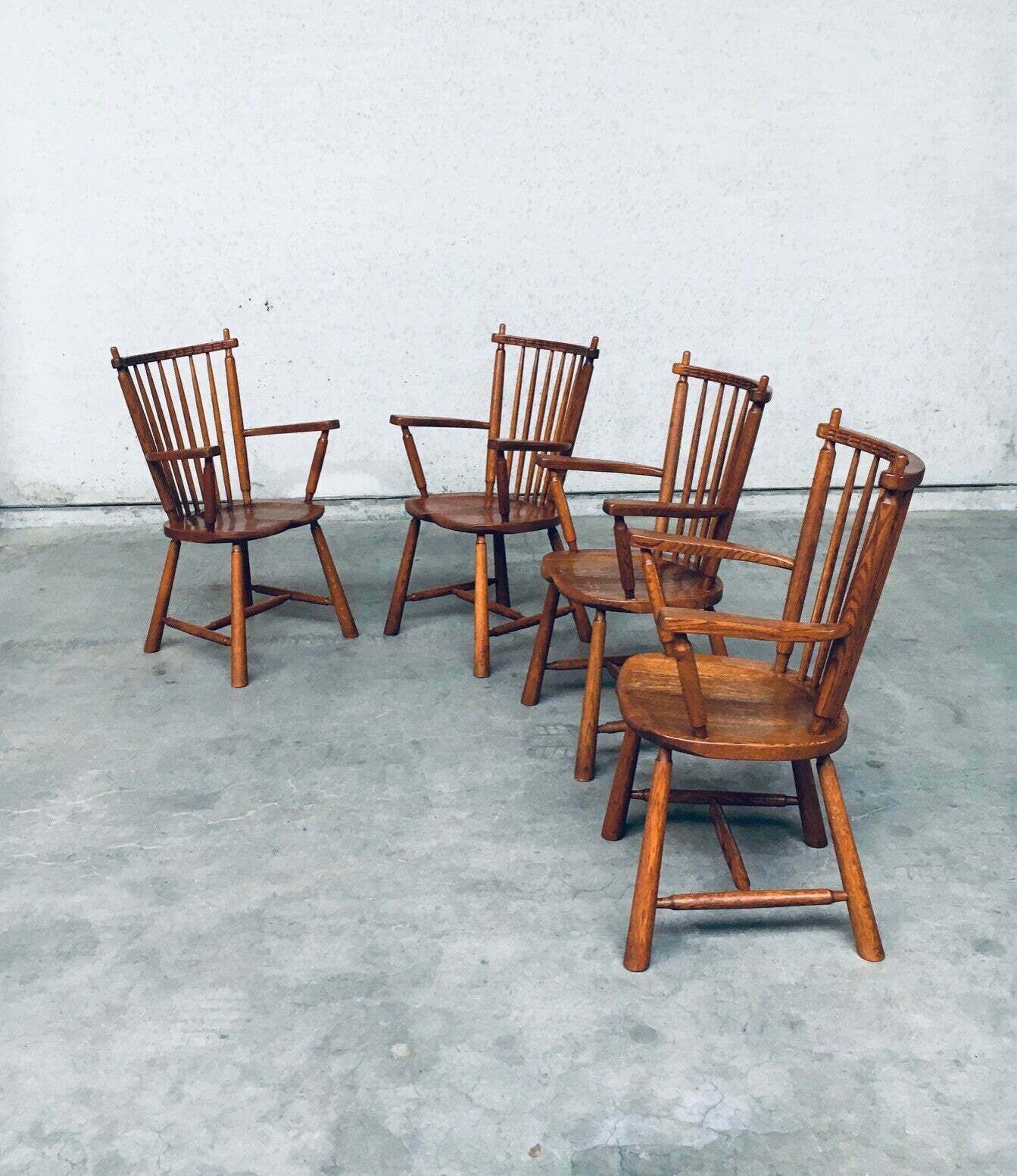 Dutch Design Oak Arm Chair Set By De Ster Gelderland, Netherlands 1960's photo Furniture