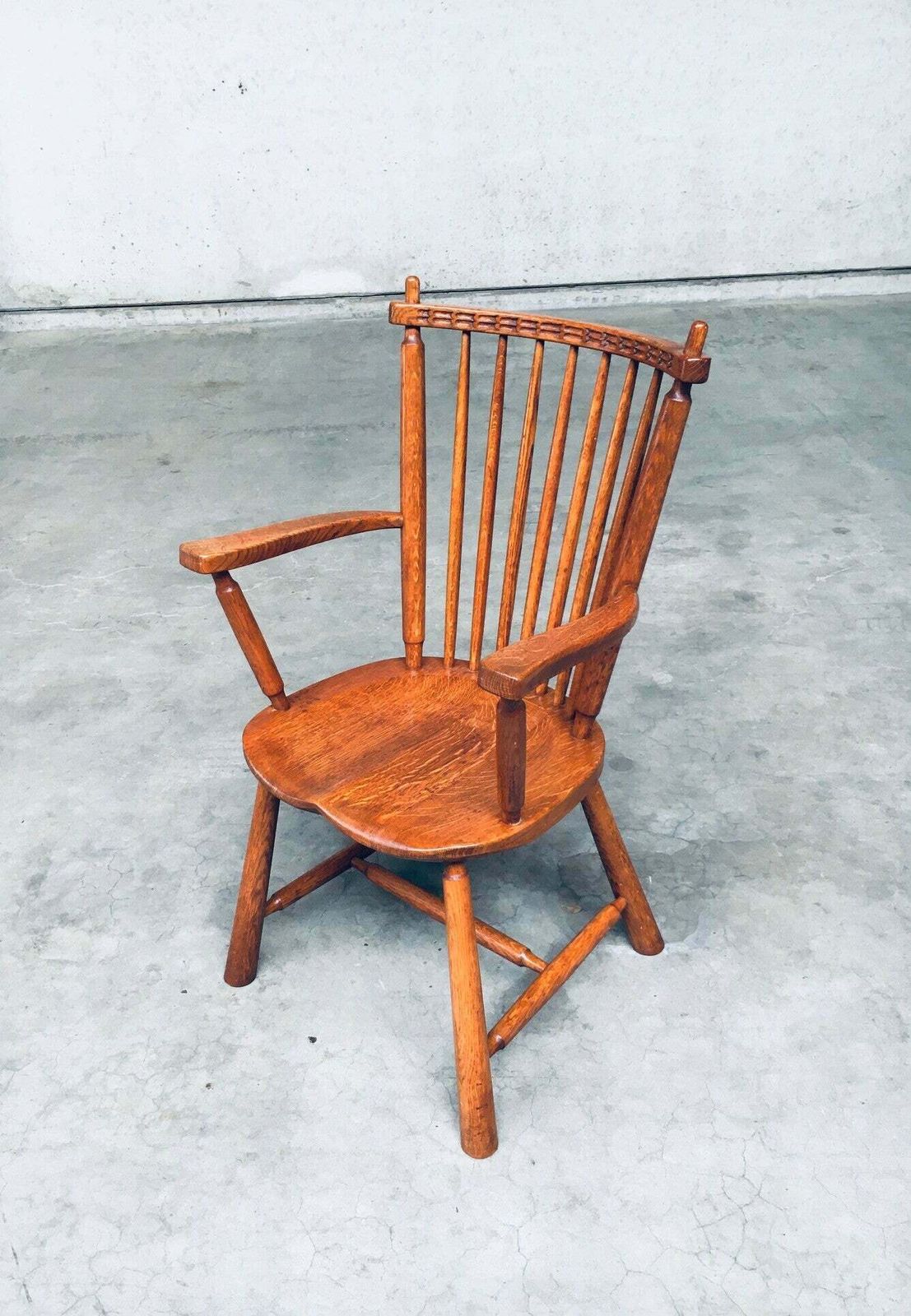 photo vintage Dutch Design Oak Arm Chair Set By De Ster Gelderland, Netherlands 1960's
