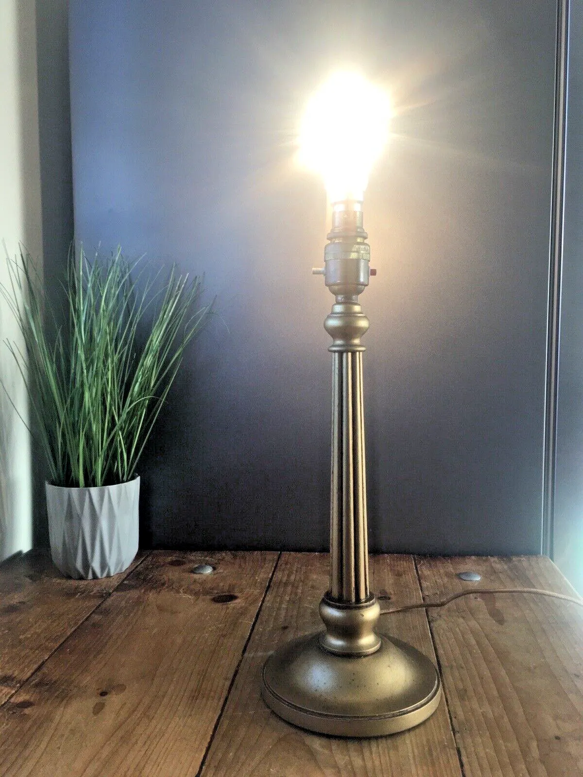 Antique Giltwood Column Table Lamp French Empire Grand Antique Country House photo vintage