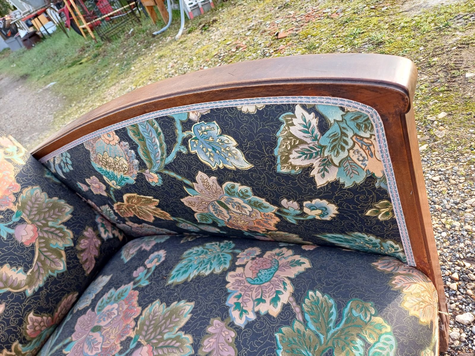 Art Deco Walnut Armchair, 1940s photo for sale