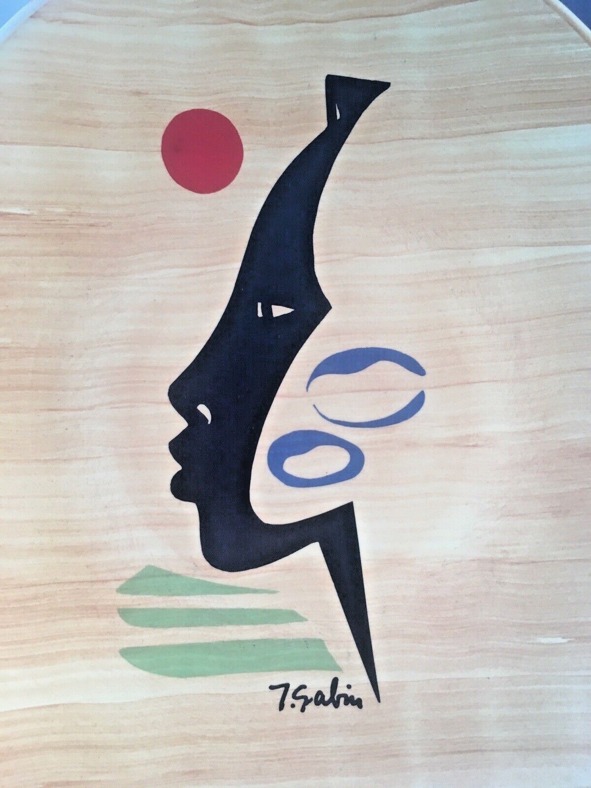 Mid Century Modern 50s French Salins Pottery Antigua Abstract Face Plate Pop Art photo 55.0