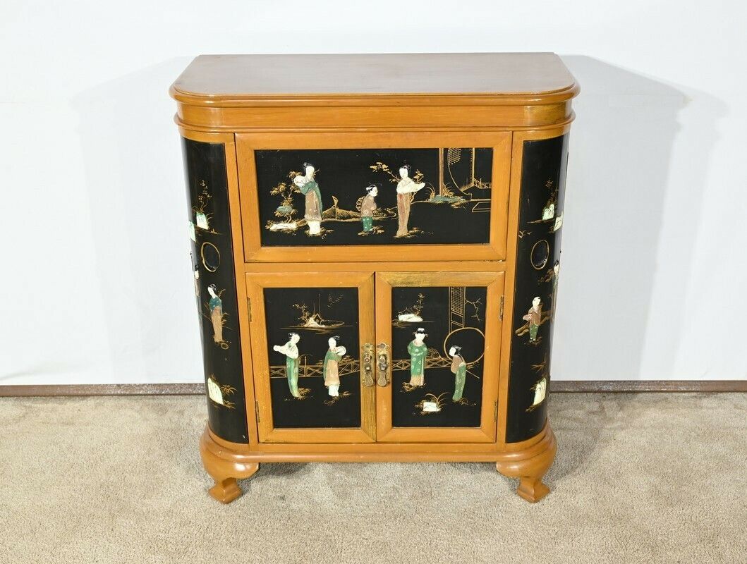 Asian Liquor Cabinet In Lacquered Wood, China – 1950