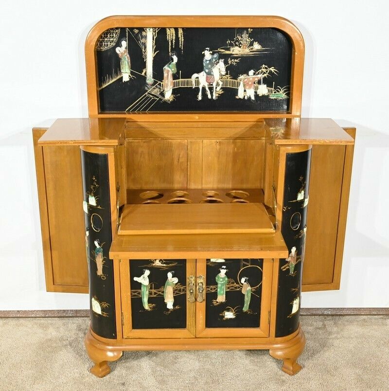 photo for sale Asian Liquor Cabinet In Lacquered Wood, China – 1950