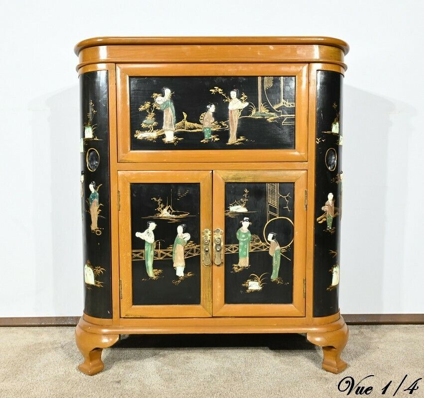 photo buy Asian Liquor Cabinet In Lacquered Wood, China – 1950