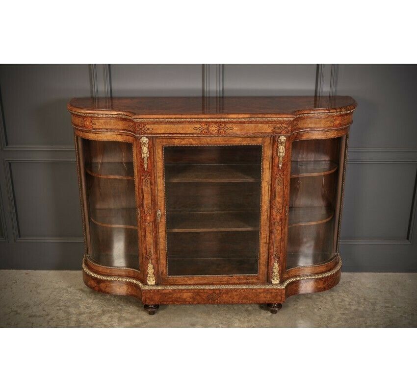Impressive Burr Walnut Marquetry Inlaid Credenza Cabinet photo furniture