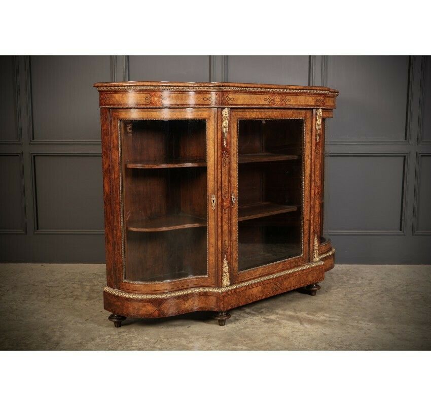 Impressive Burr Walnut Marquetry Inlaid Credenza Cabinet photo for sale