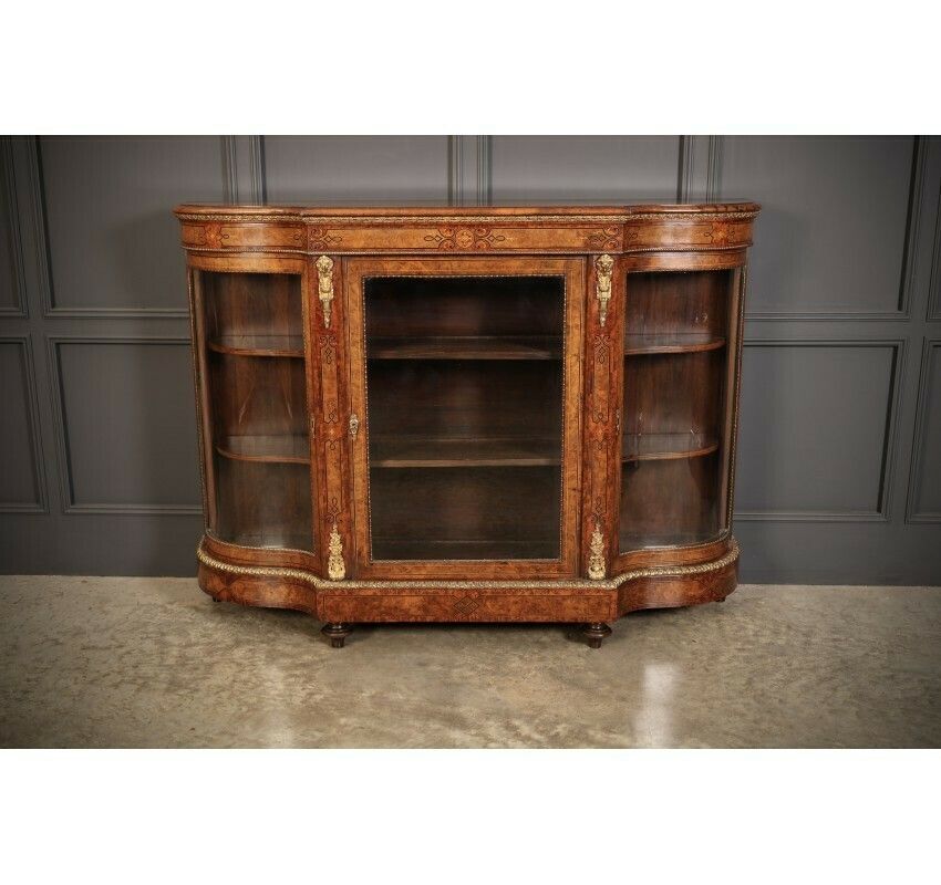 Impressive Burr Walnut Marquetry Inlaid Credenza Cabinet photo vinterior