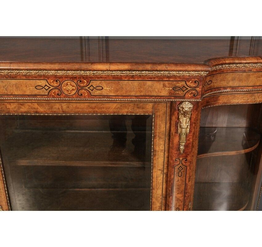 Impressive Burr Walnut Marquetry Inlaid Credenza Cabinet photo buy