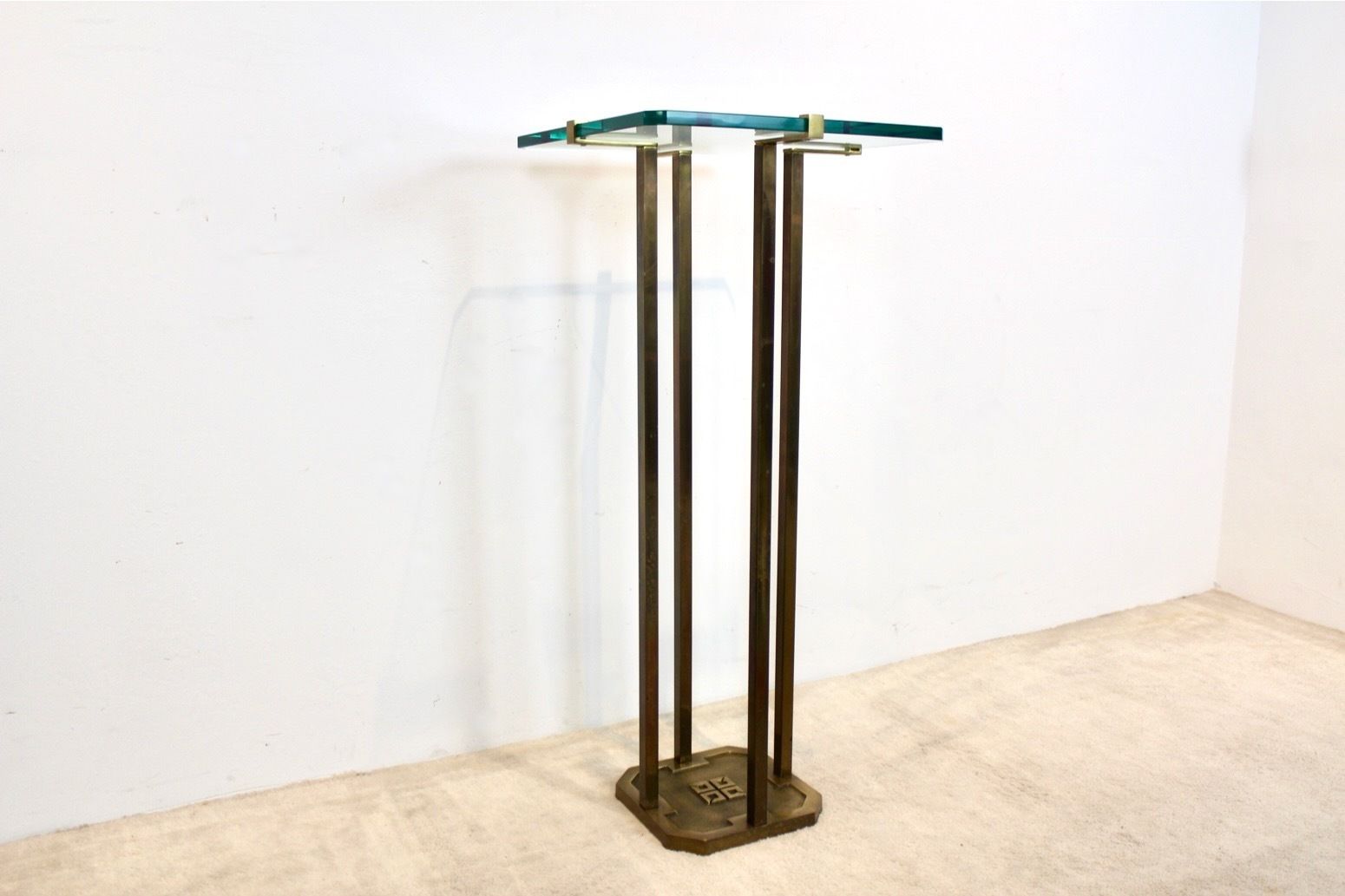 Minimalist Peter Ghyczy Brass And Glass Pedestal Table photo 1858.0