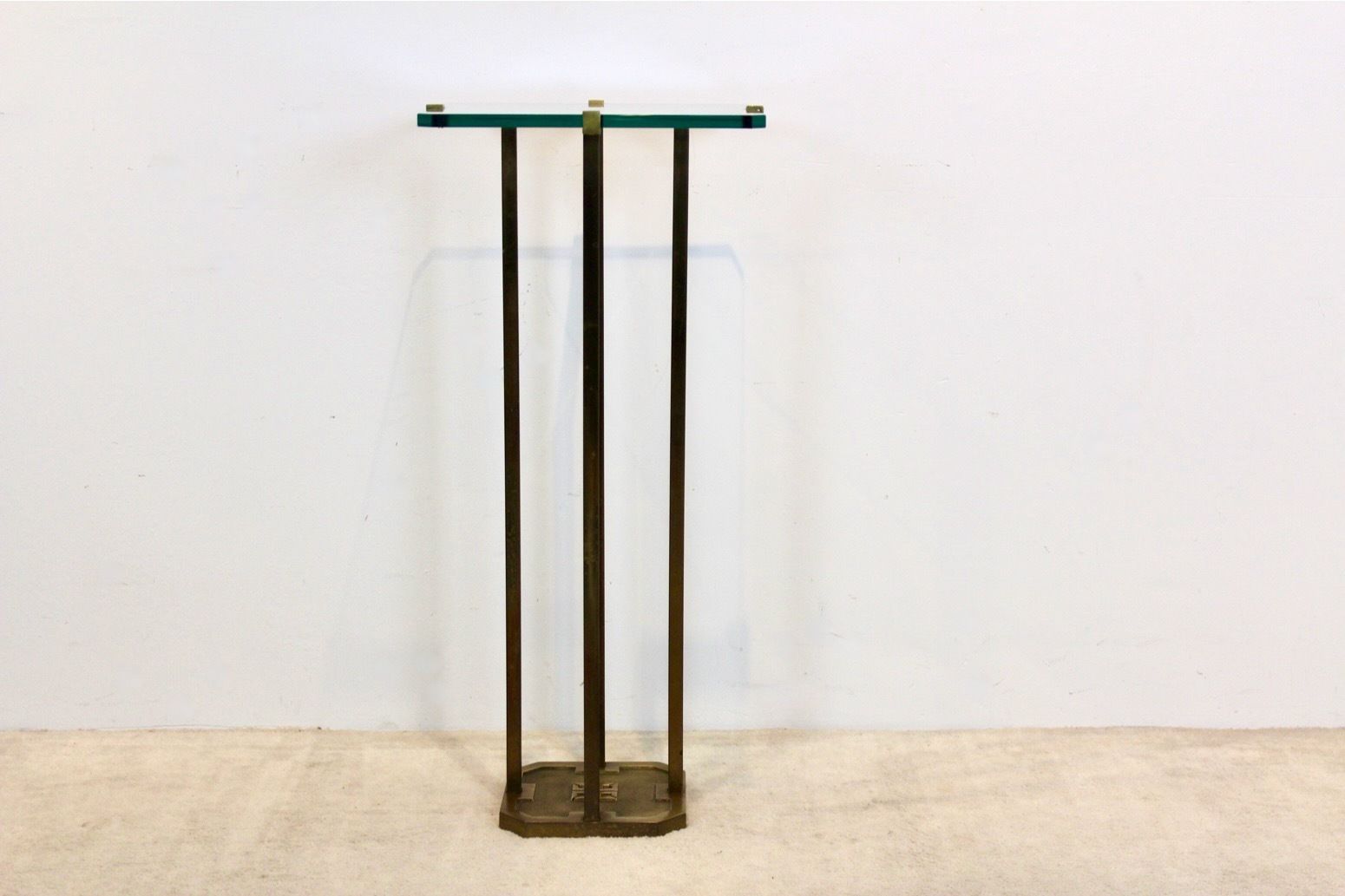 Minimalist Peter Ghyczy Brass And Glass Pedestal Table photo vinterior