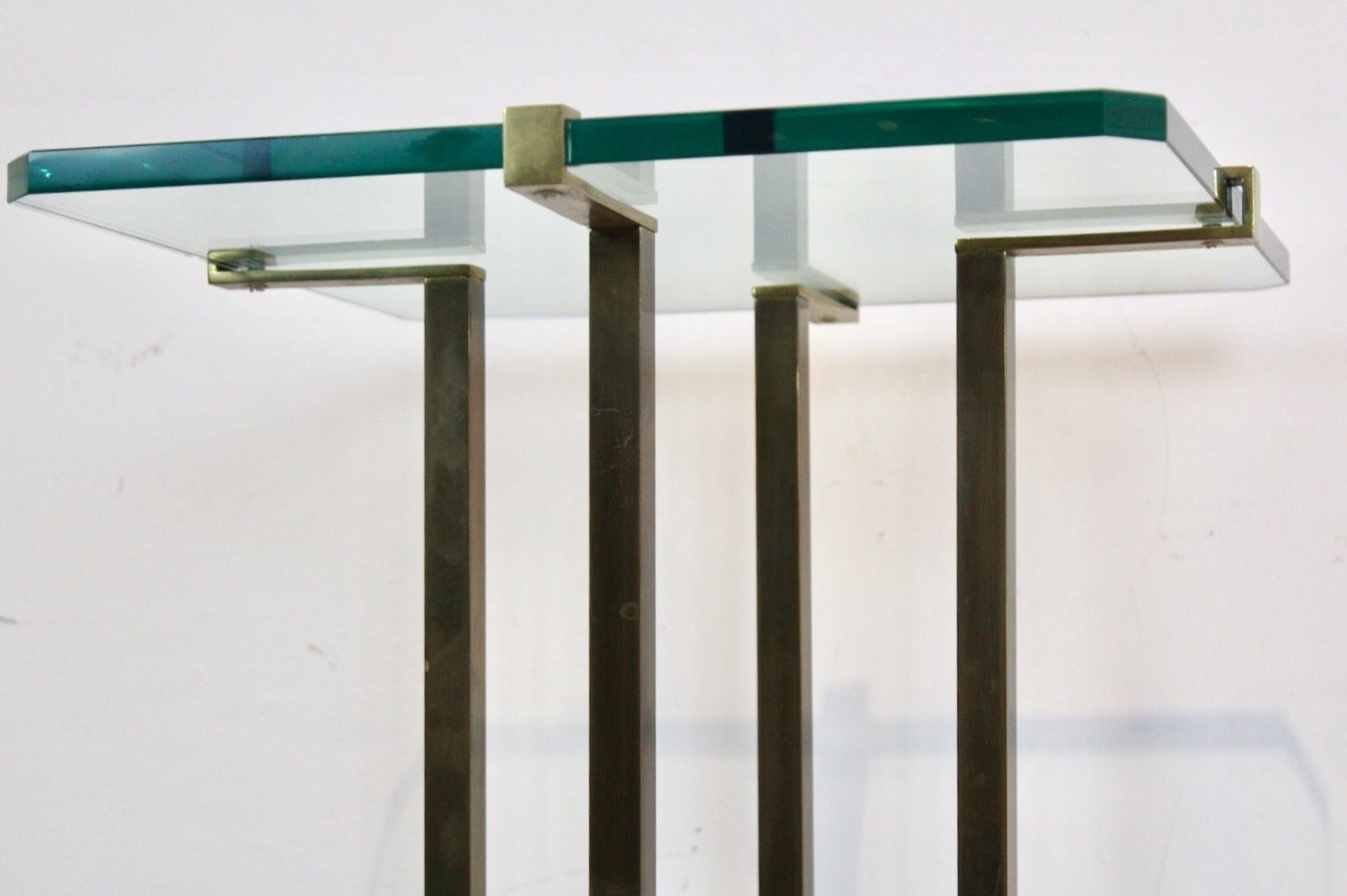 Minimalist Peter Ghyczy Brass And Glass Pedestal Table photo vintage