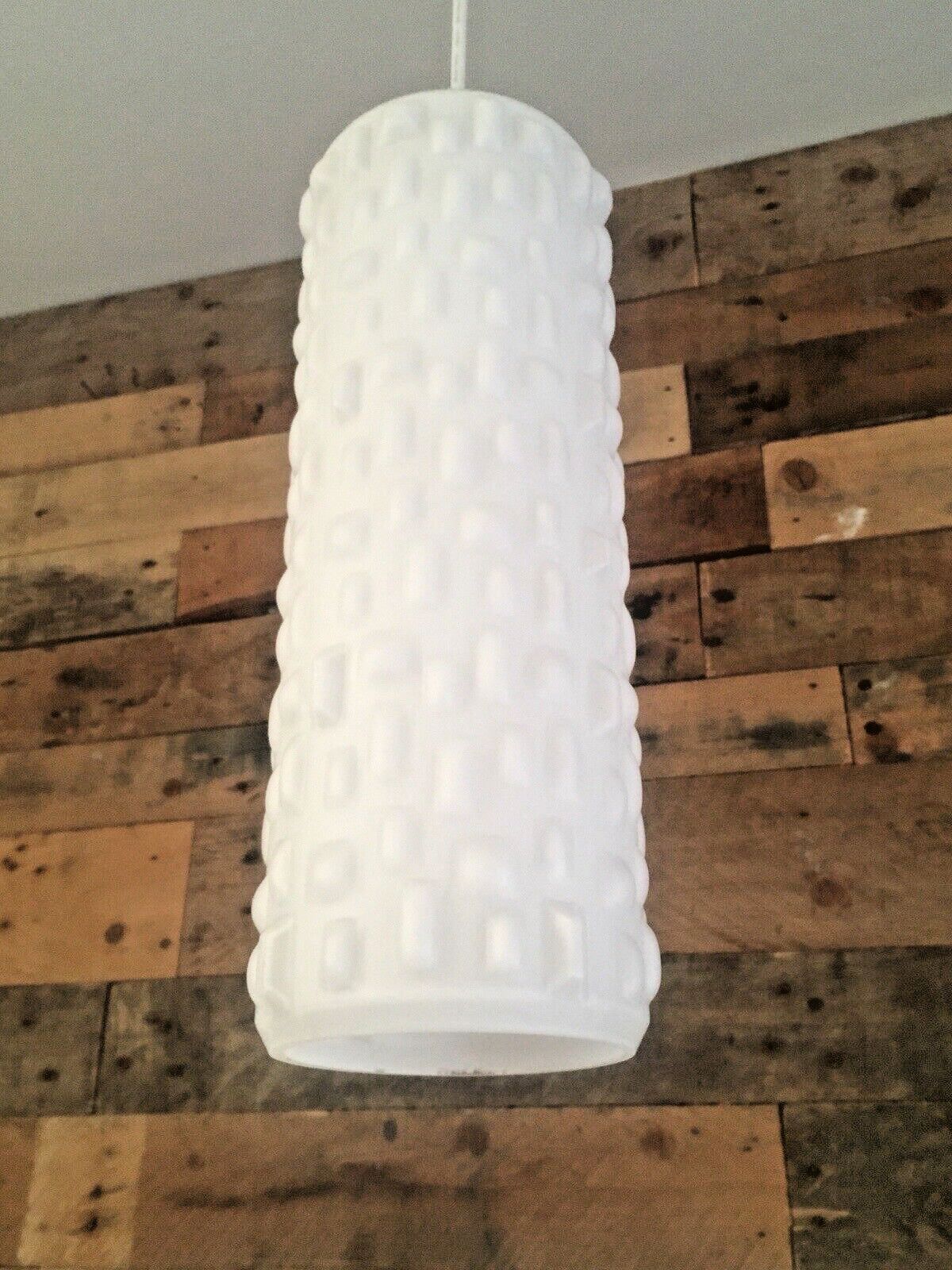 Superb Space Age Opaline Glass 70's Textured Op Art Mid Century Lamp Light Shade photo for sale