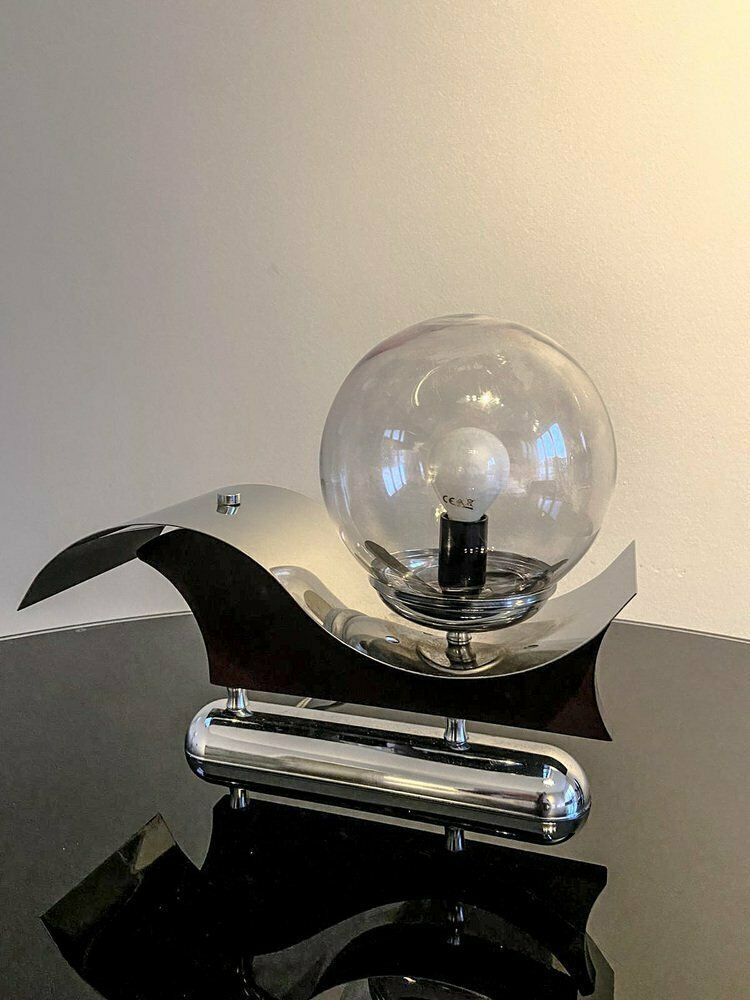 photo for sale Metal And Blown Glass Wall Lamps, Italy, 1970s, Set Of 2