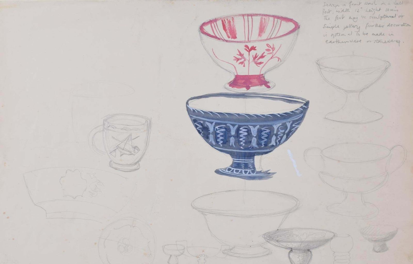 Hilary Hennes Design For Fruit Bowls Watercolour Sketch By Hilary Hennes
