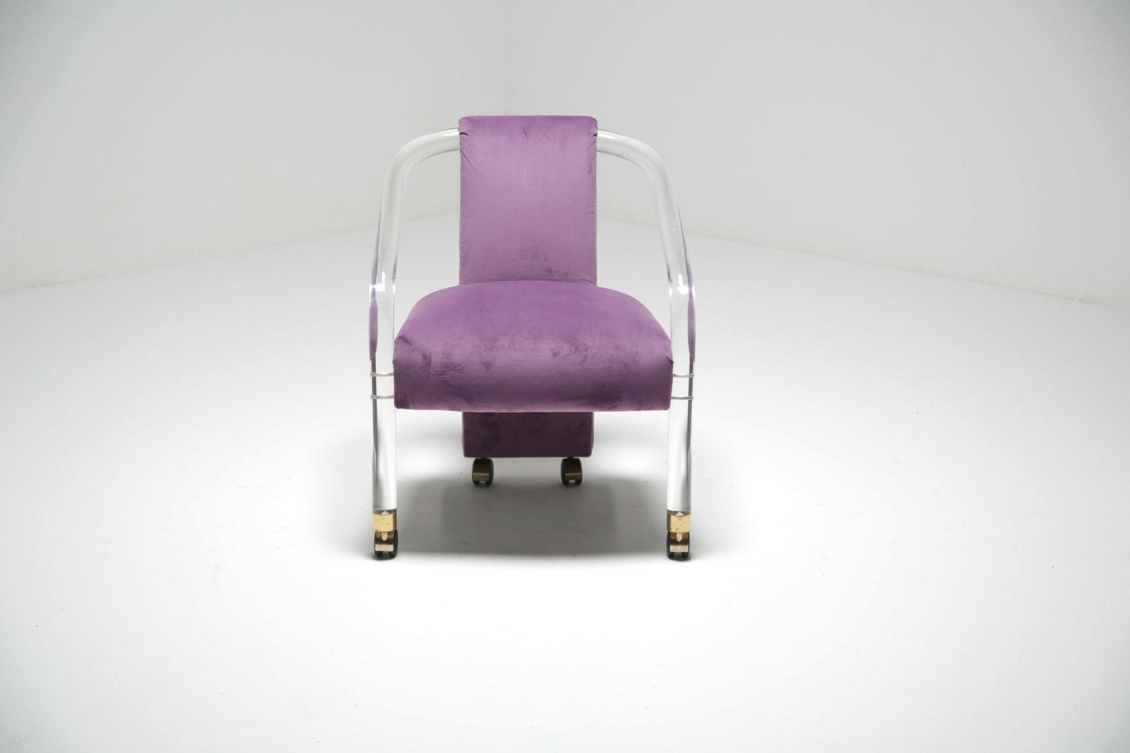 Lucite Velvet Armchair By Hill Manufacturing, USA, 1980s. photo 495.0