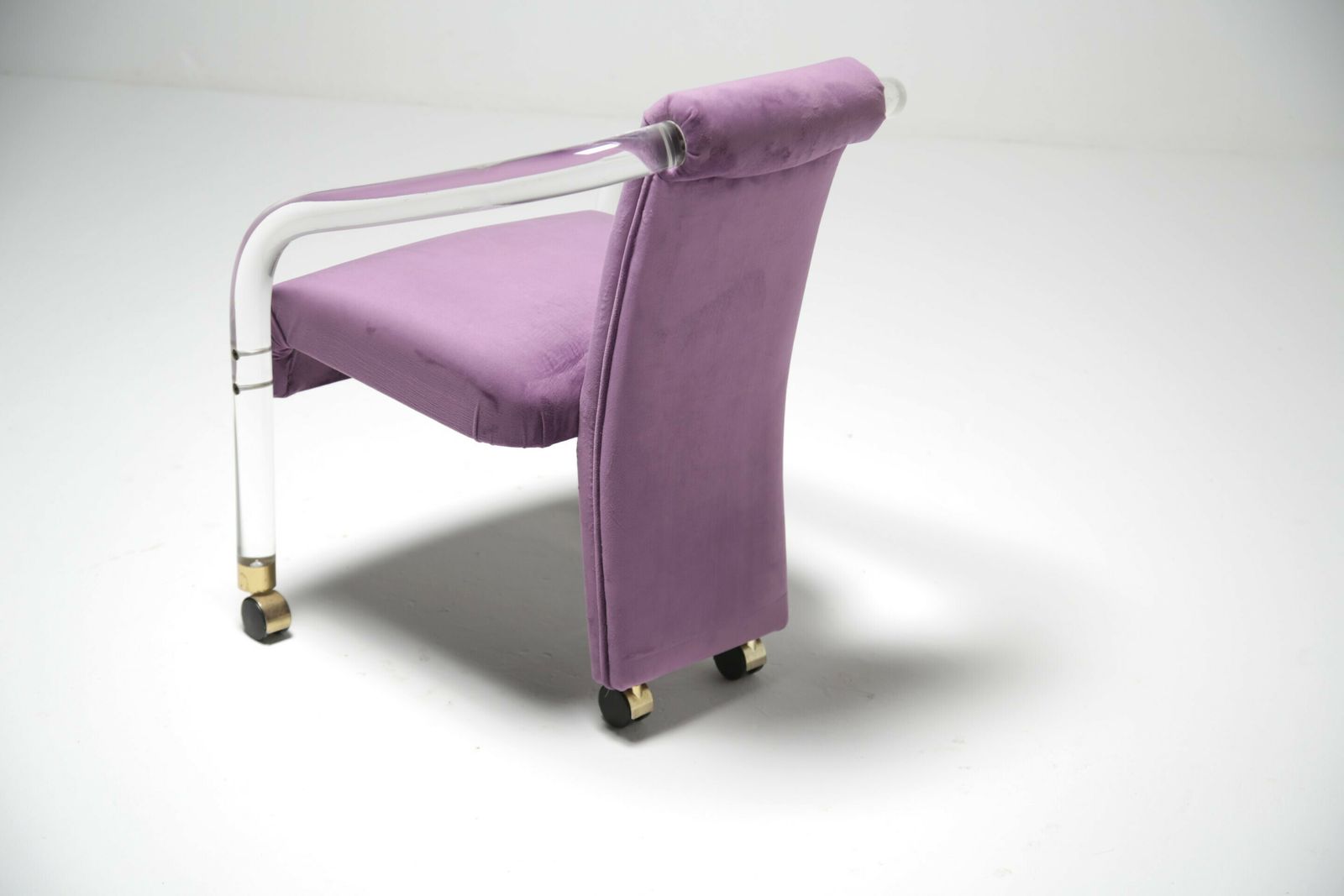 Furniture Lucite Velvet Armchair By Hill Manufacturing, USA, 1980s. photo