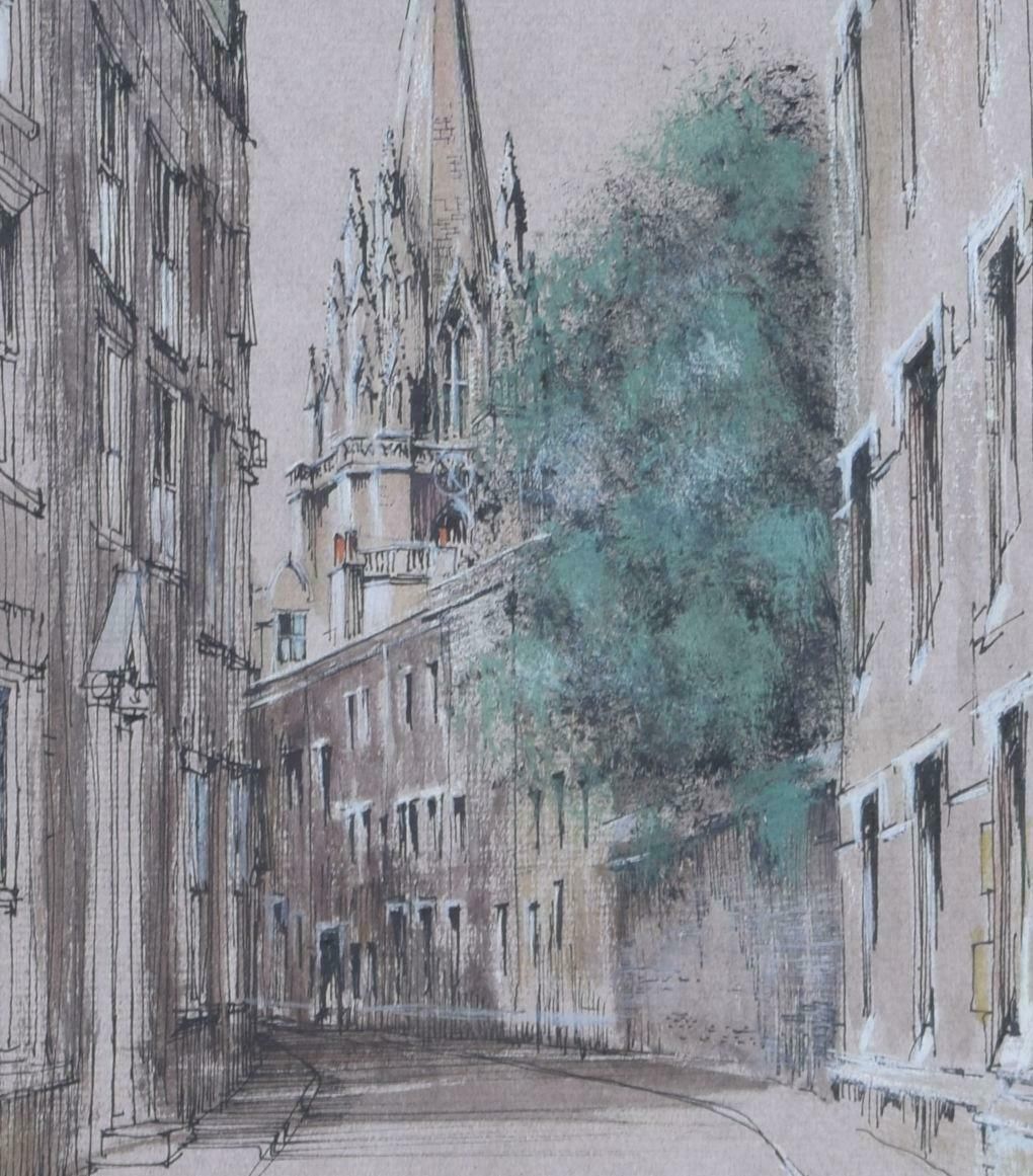 Ken Messer Oriel Street, Oxford Watercolour By Ken Messer 1974 photo Art