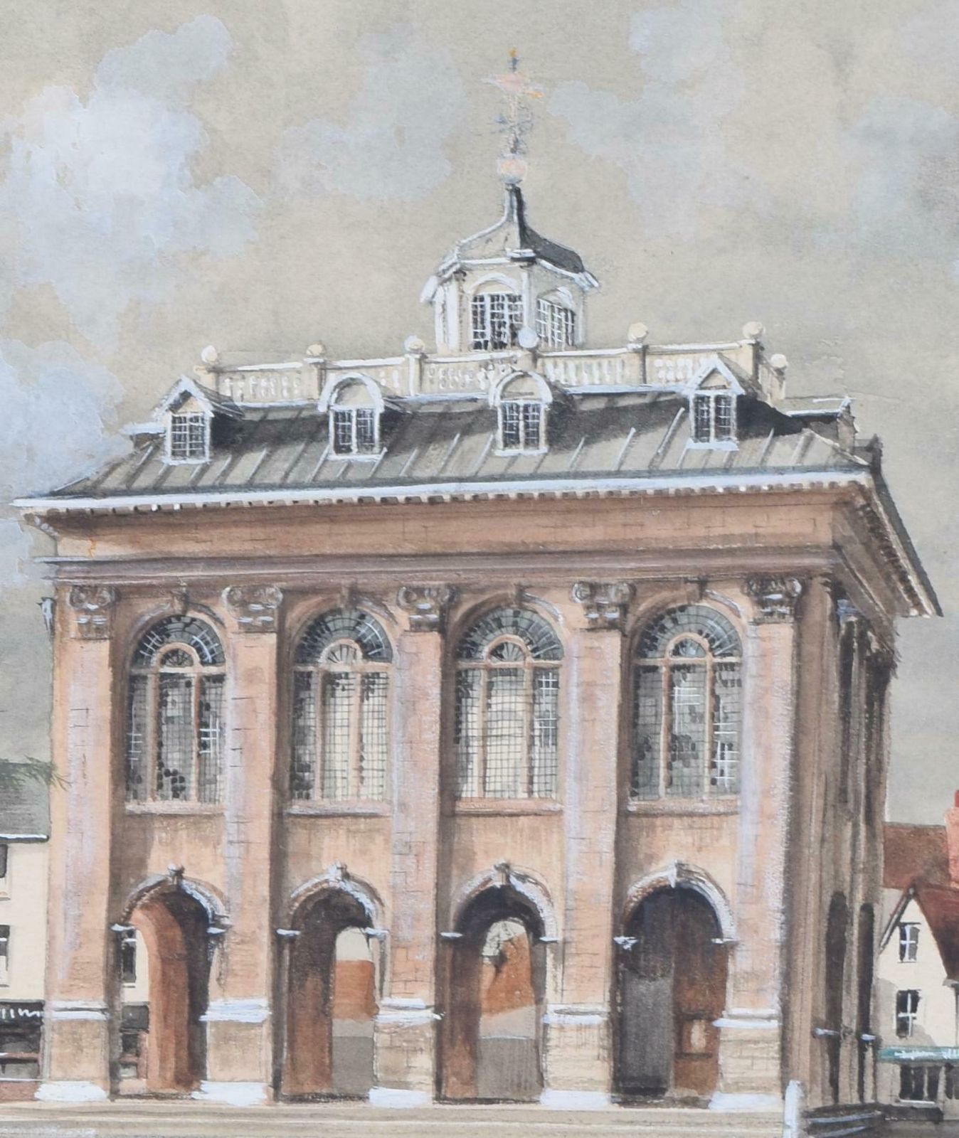 Ken Messer The County Hall, Abingdon Watercolour By Ken Messer 1974 photo Art