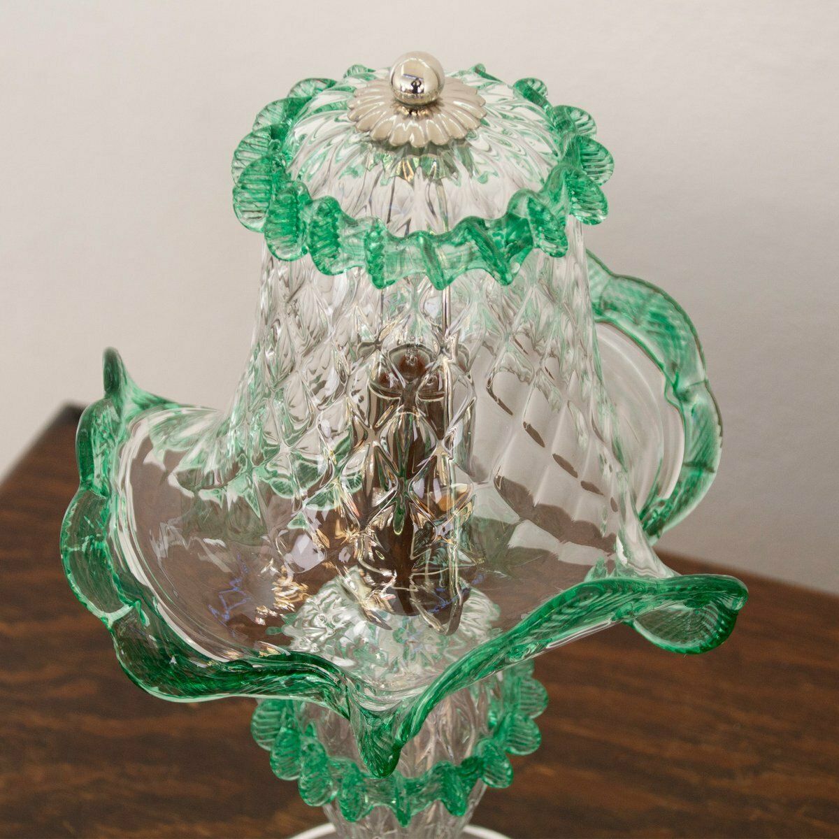 Transparent And Green Murano Glass Table Lamps, Early 21st Century, Set Of 2 photo vinterior