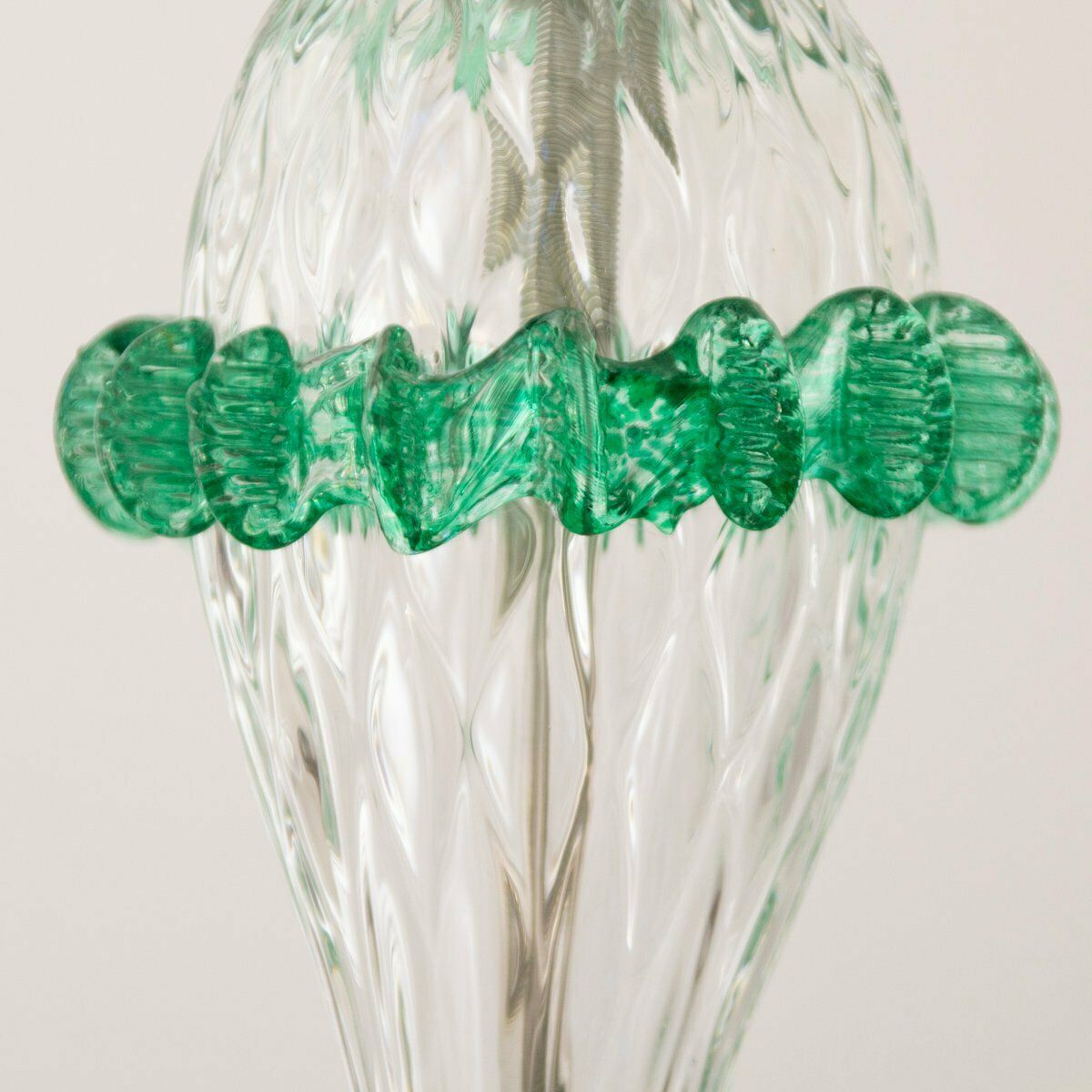 photo furniture Transparent And Green Murano Glass Table Lamps, Early 21st Century, Set Of 2