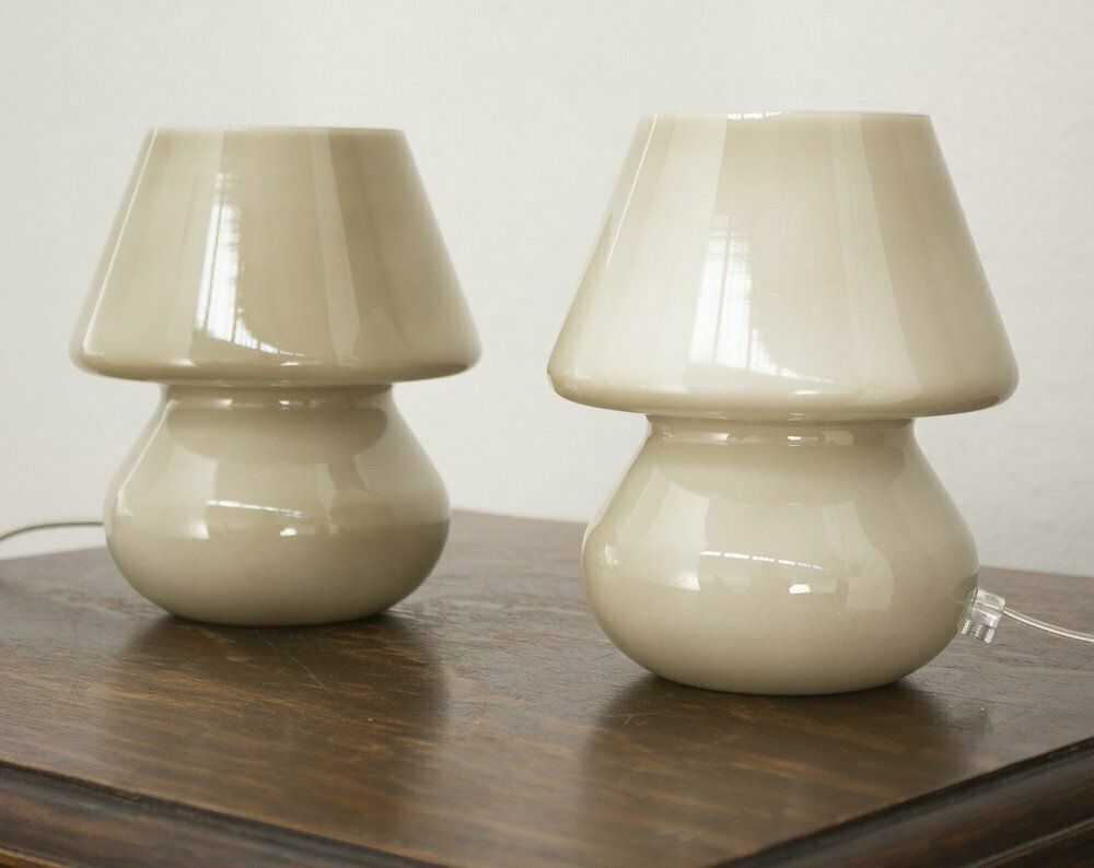 Italian Murano Glass Mushroom Lamps, 1990s, Set Of 2 photo furniture