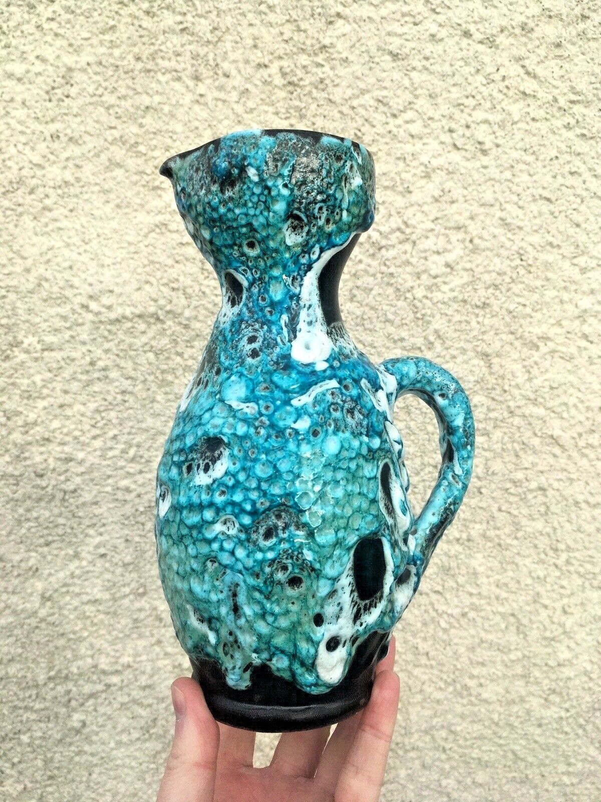 photo buy Spectacular Mid Century 60's Le Cyclope Annecy French Fat Lava Pottery Jug Mcm