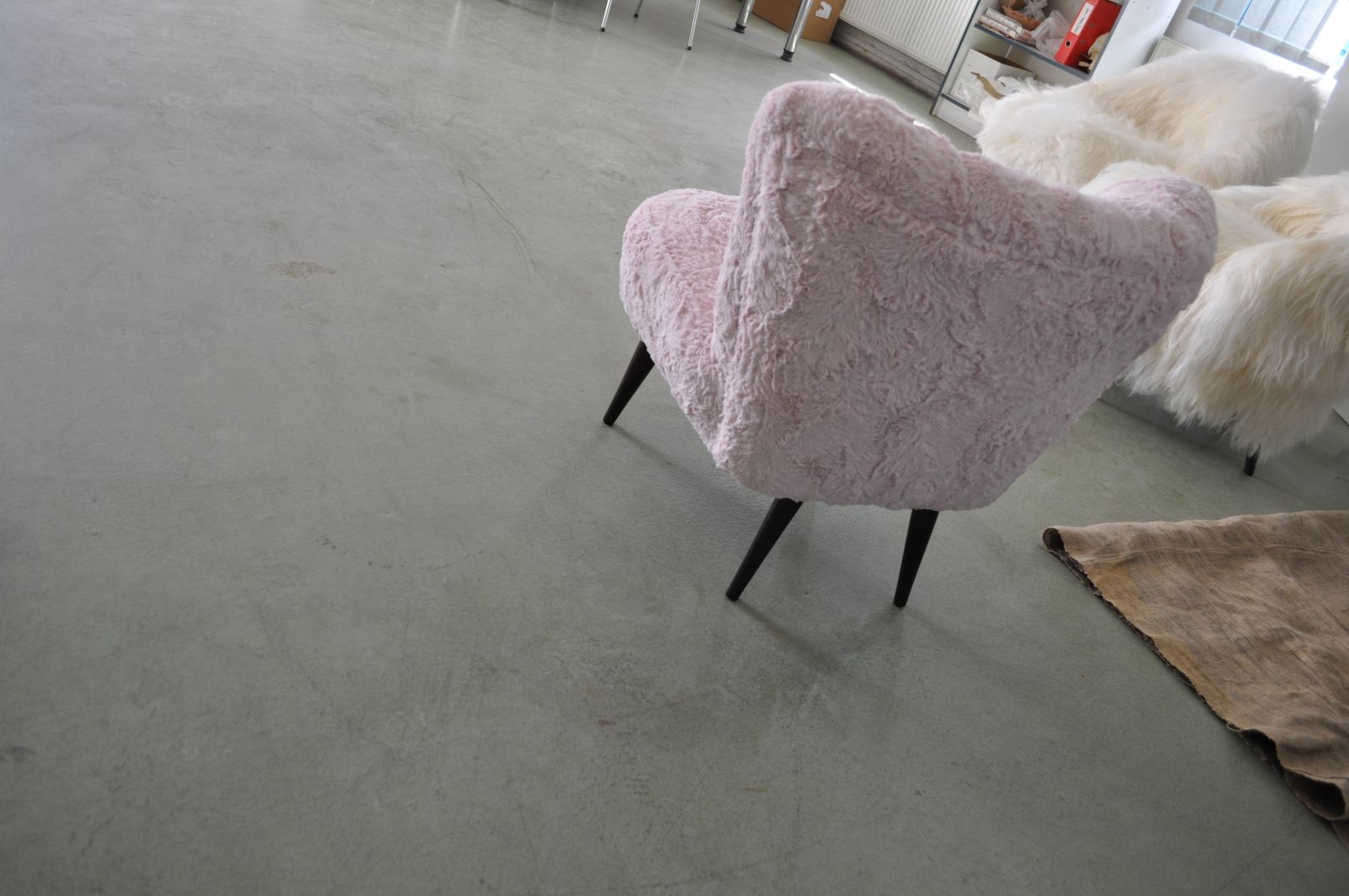 Pair Of Cocktail Chairs Pink Faux Fur photo for sale
