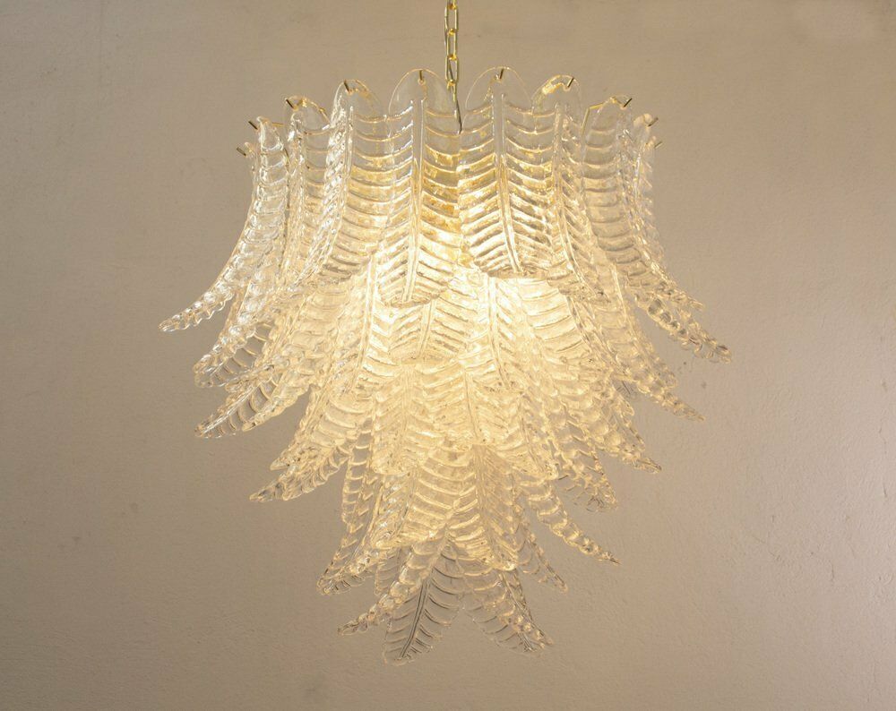Large Pendant Chandelier With Murano Glass Leaves, Italy, 1990s photo buy