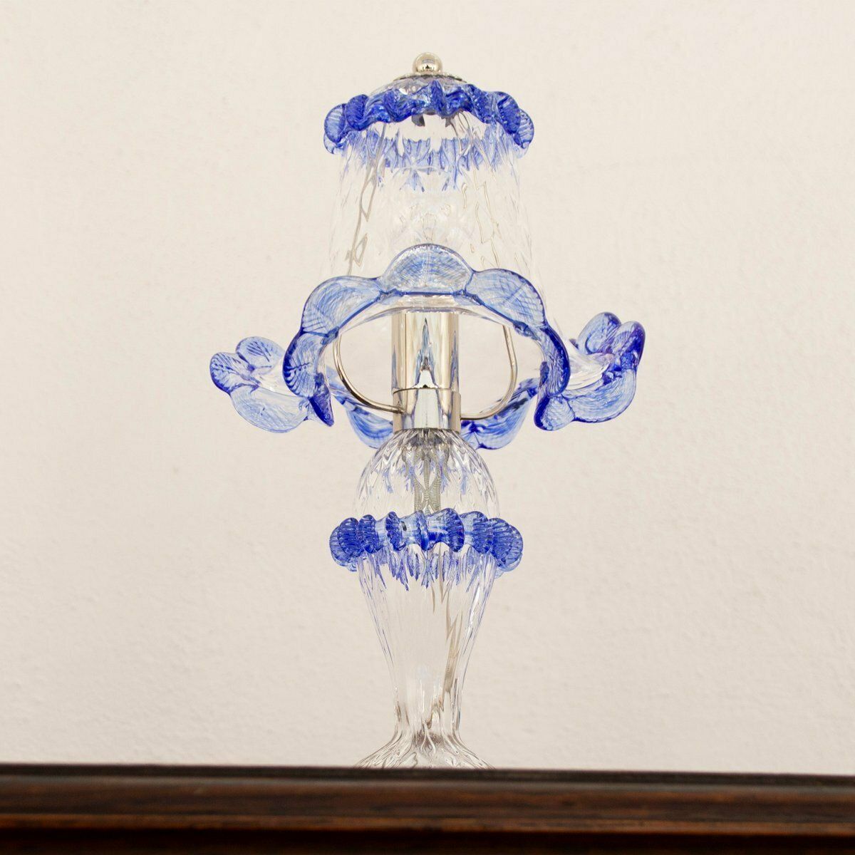 Clear And Blue Murano Glass Table Lamps, 2000s, Set Of 2 photo vintage