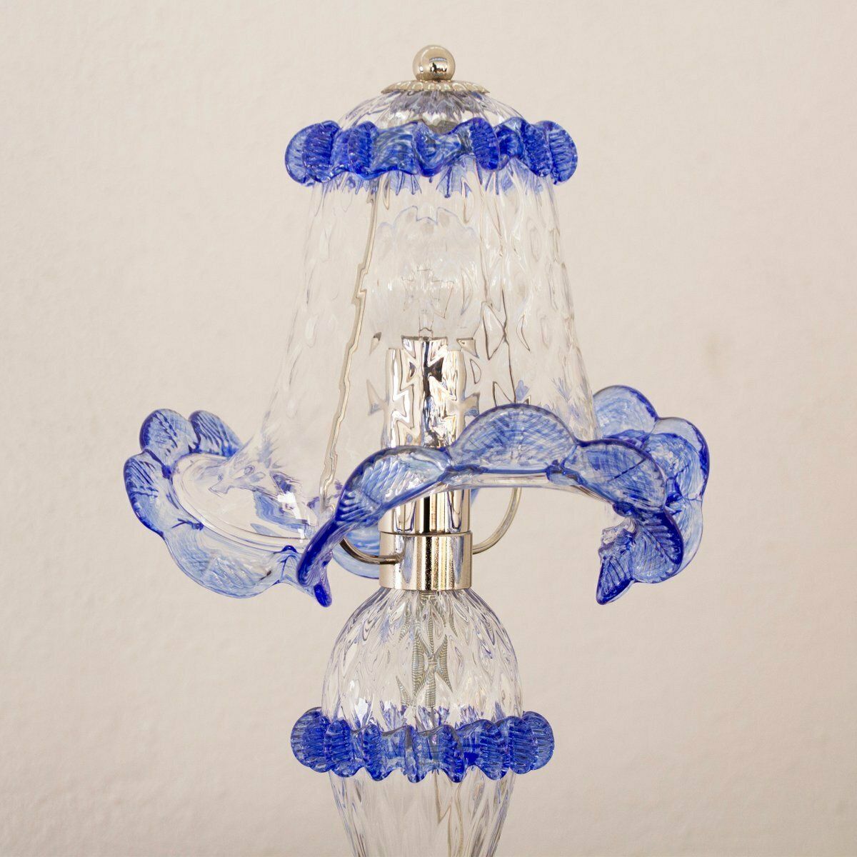 photo for sale Clear And Blue Murano Glass Table Lamps, 2000s, Set Of 2