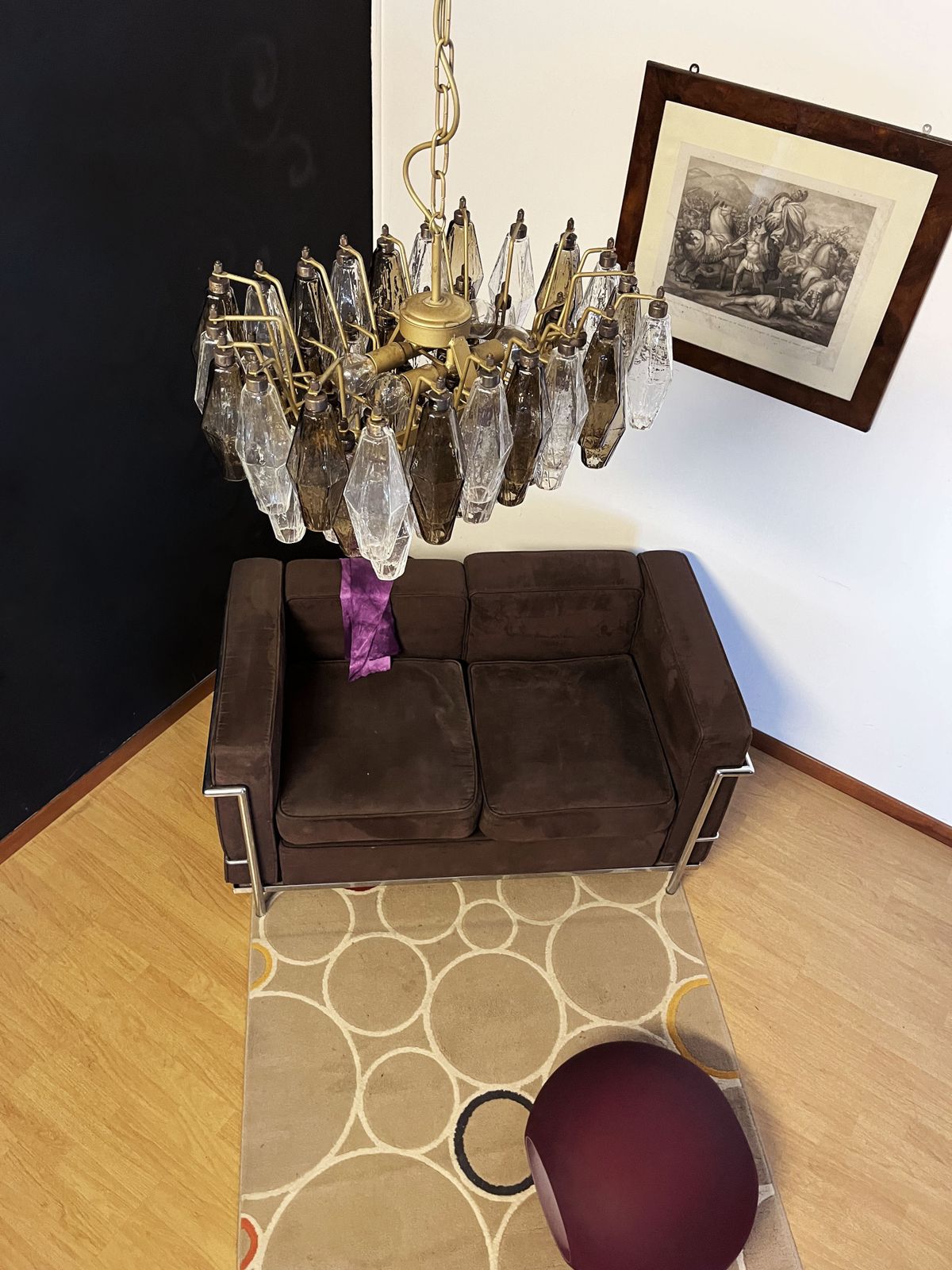 photo buy Elegant Murano Poliedri Chandelier   Carlo Scarpa   Clear And Smoked Glasses