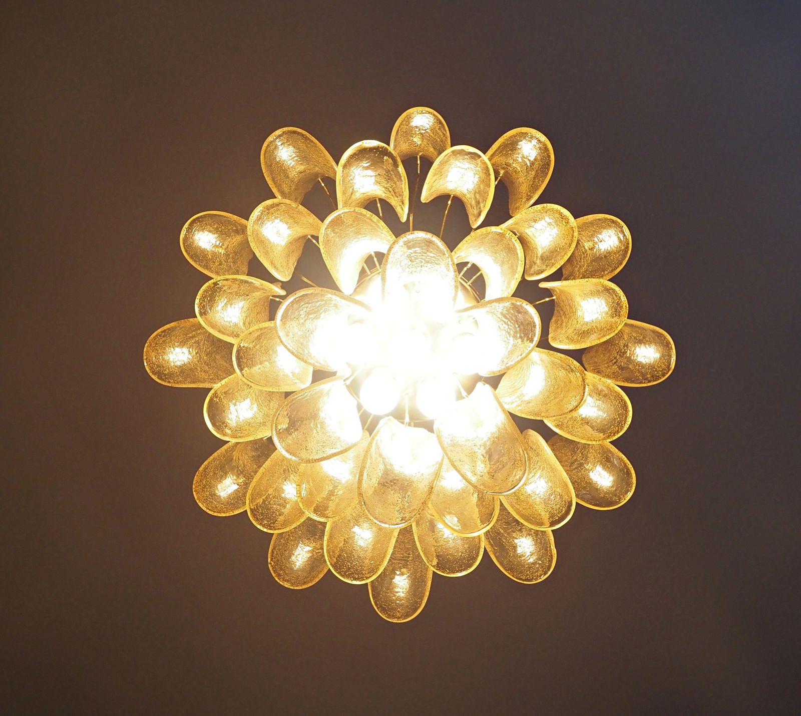photo furniture Italian Vintage Murano Chandelier   Mazzega   36 Gold Glass Petals