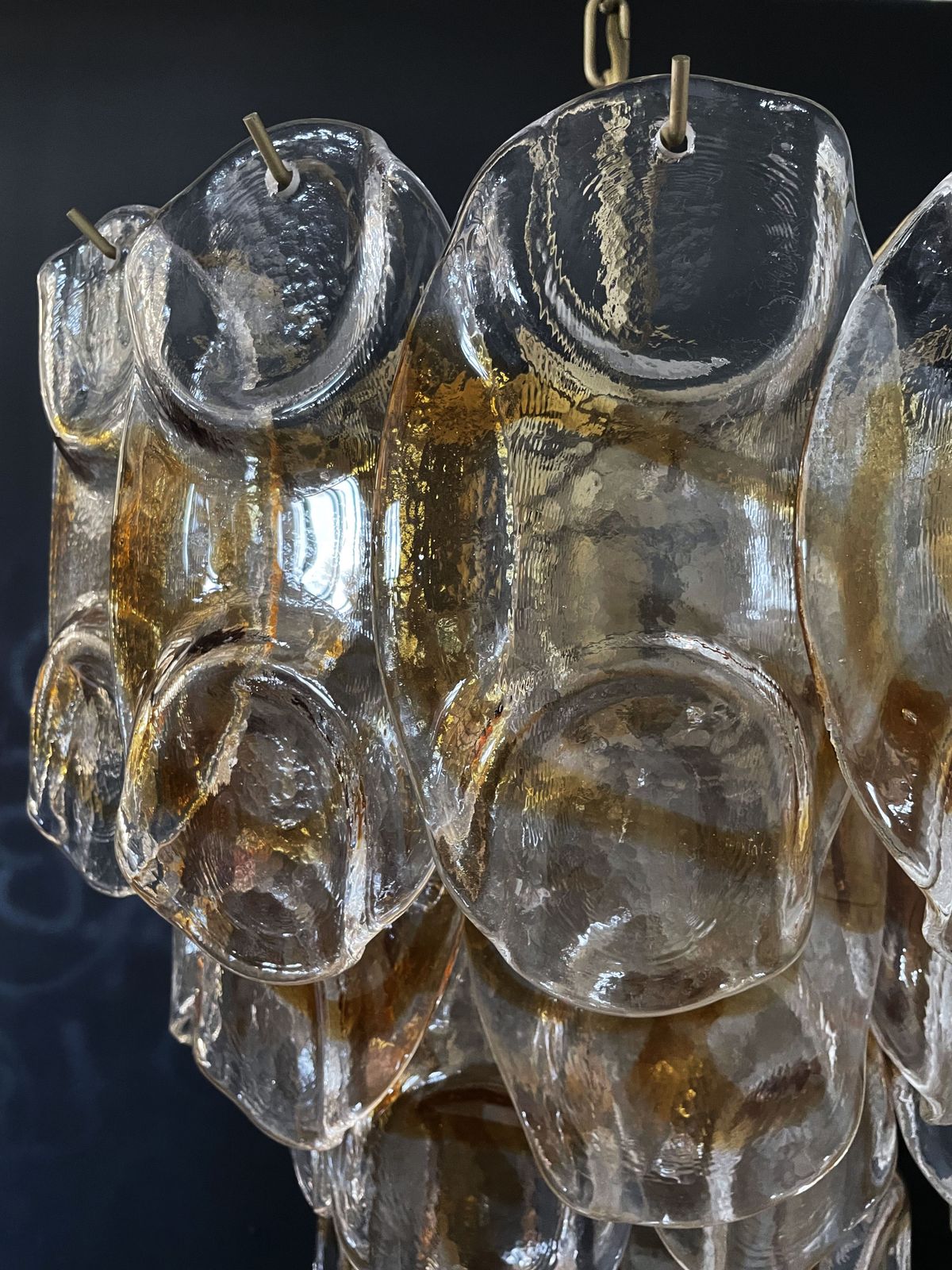 photo buy Italian Vintage Murano Chandelier   Mazzega   41 "Crostoli" Amber Glass