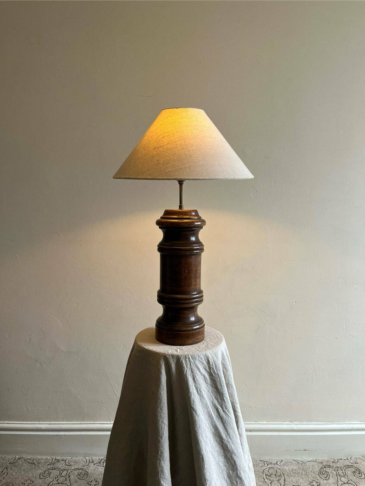 Large Antique Column Table Lamp Hand Carved Tall Accent Light In Solid Wood Rewired And Pat Tested For The Uk photo furniture