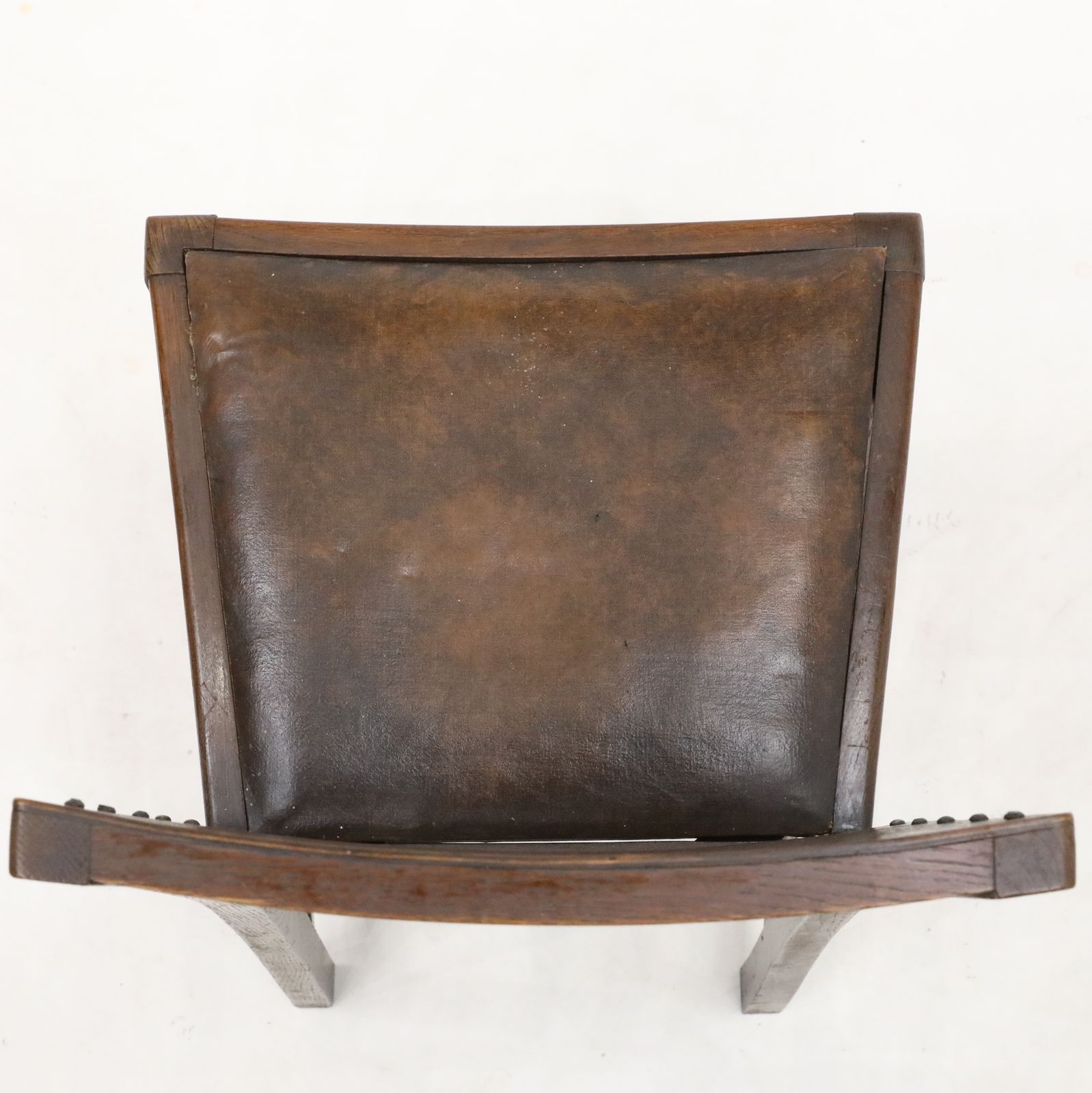 Vintage Oak Hall/Bedroom Chair With Brown Leather Drop In Seat Free Uk Delivery photo 117.0