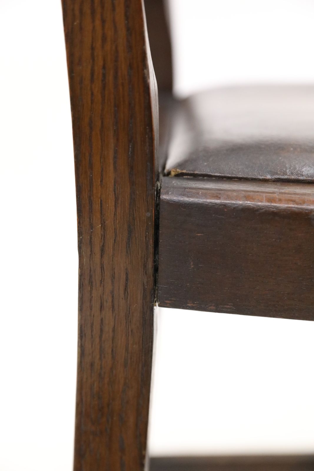 photo buy Vintage Oak Hall/Bedroom Chair With Brown Leather Drop In Seat Free Uk Delivery