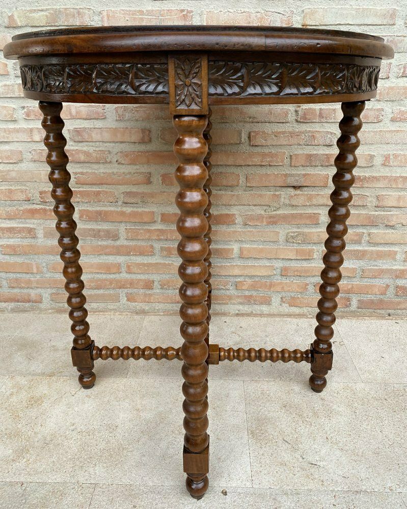 French Barley Table With Lentil Legs, Late 19th Century photo vintage