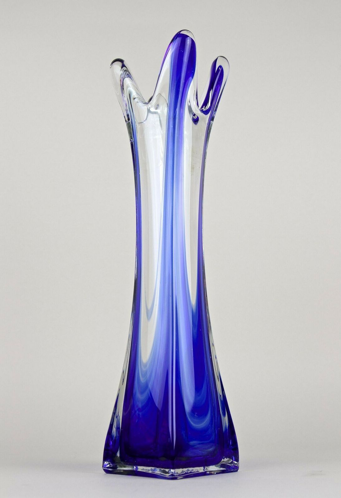 Blue/ Clear Murano Glass Vase, Late Mid Century   Italy Ca. 1960/70 photo 500.0