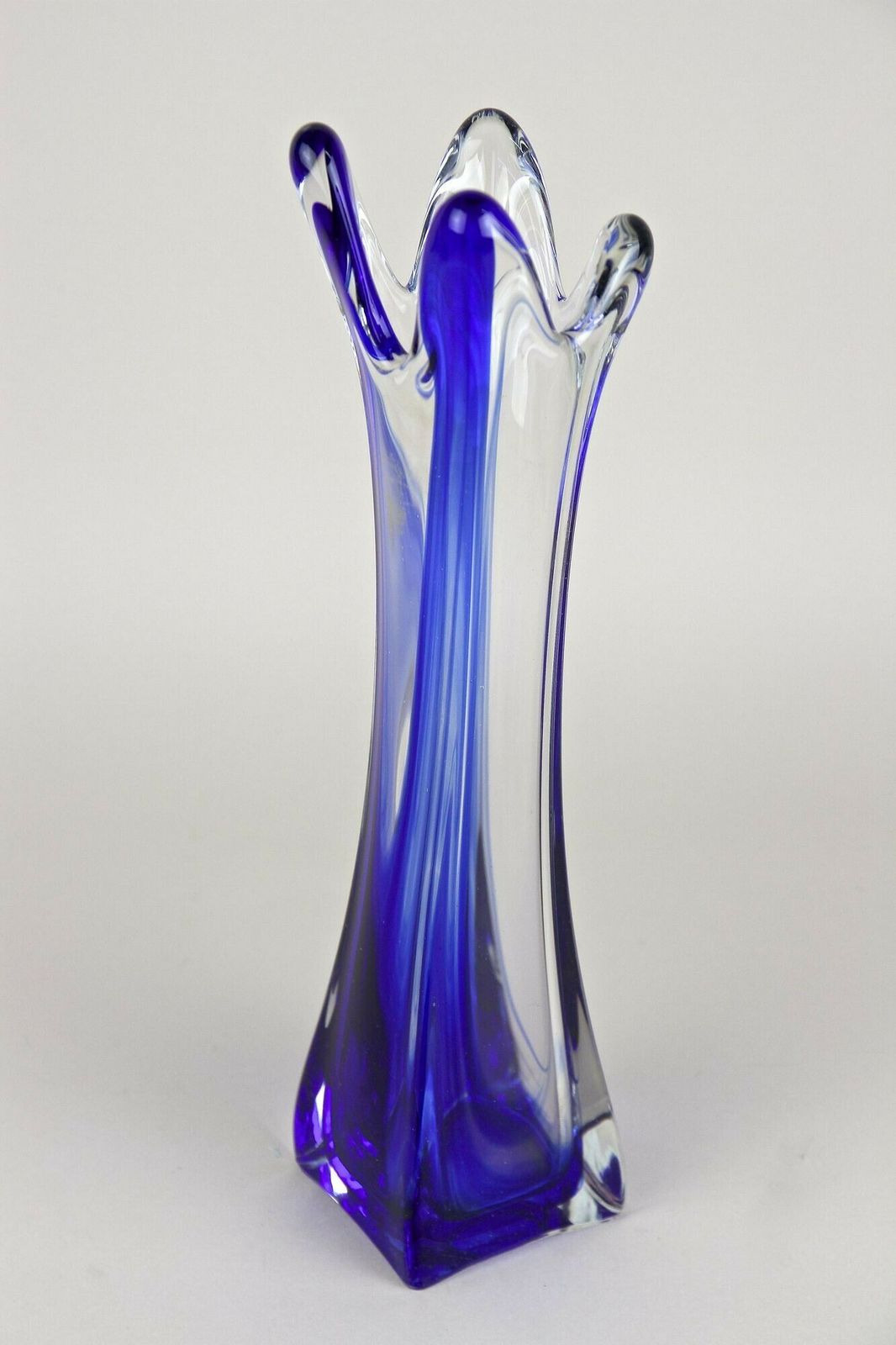 Blue/ Clear Murano Glass Vase, Late Mid Century   Italy Ca. 1960/70 photo vintage