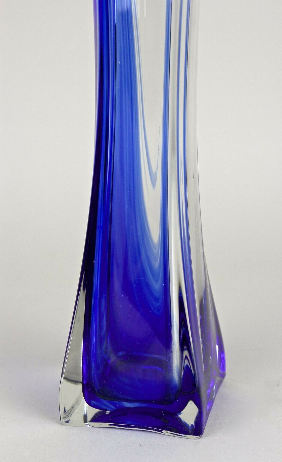 photo for sale Blue/ Clear Murano Glass Vase, Late Mid Century   Italy Ca. 1960/70