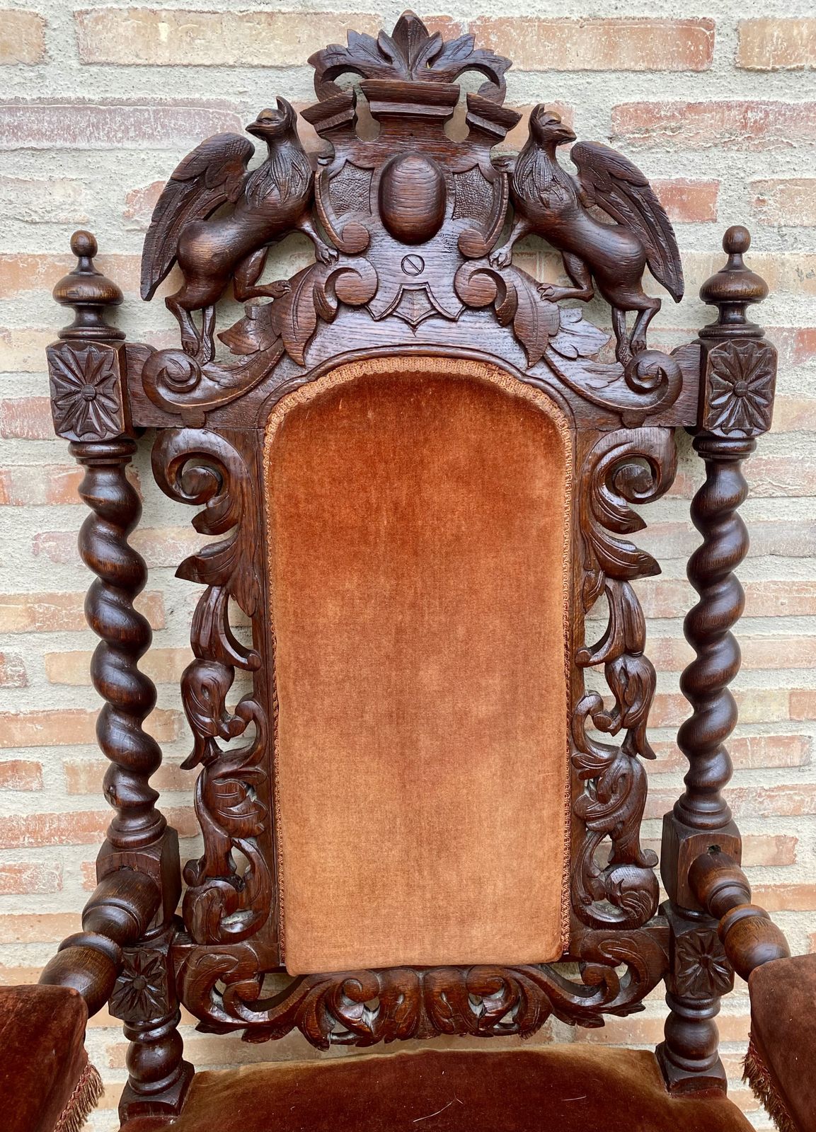 photo for sale 19th Century French Carved Walnut Throne Chair