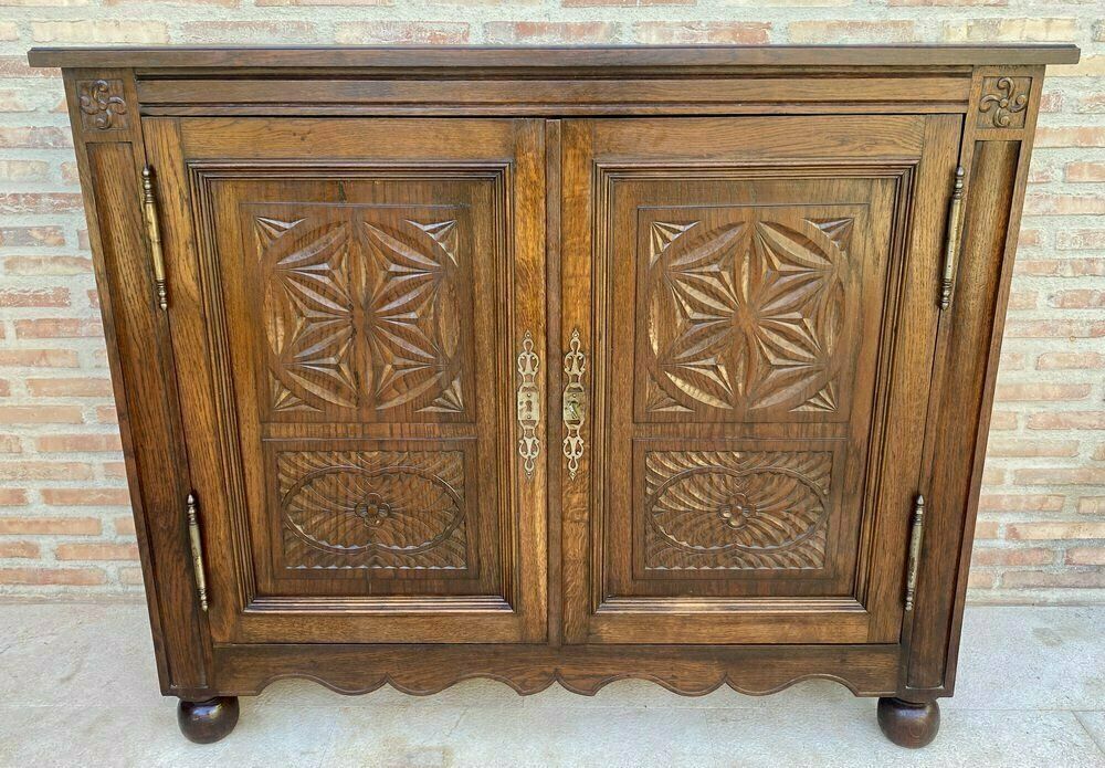 19th Century French Walnut 2 Door Buffet With Round Legs photo vinterior