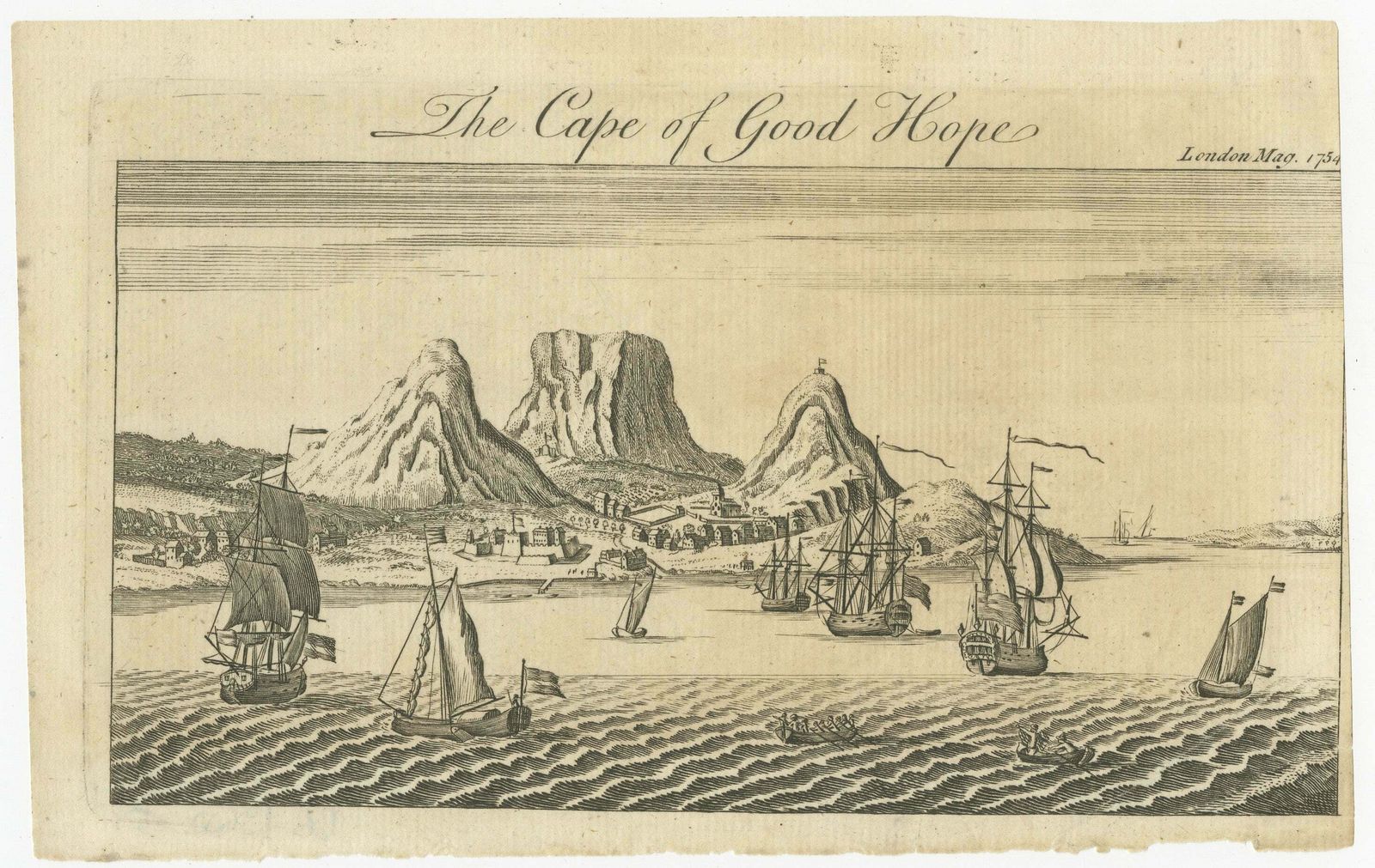 Old Engraving Of Cape Good Hope In South Africa, 1754 photo for sale