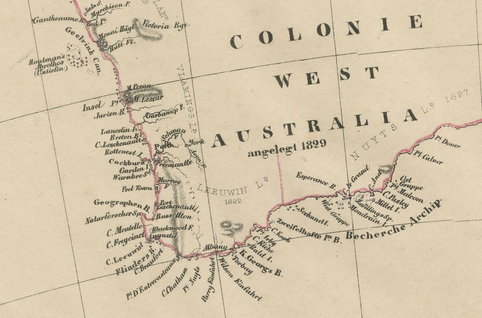 Detailed German Map Of Australia Including Statistics Of 1841, Published In 1854 photo for sale
