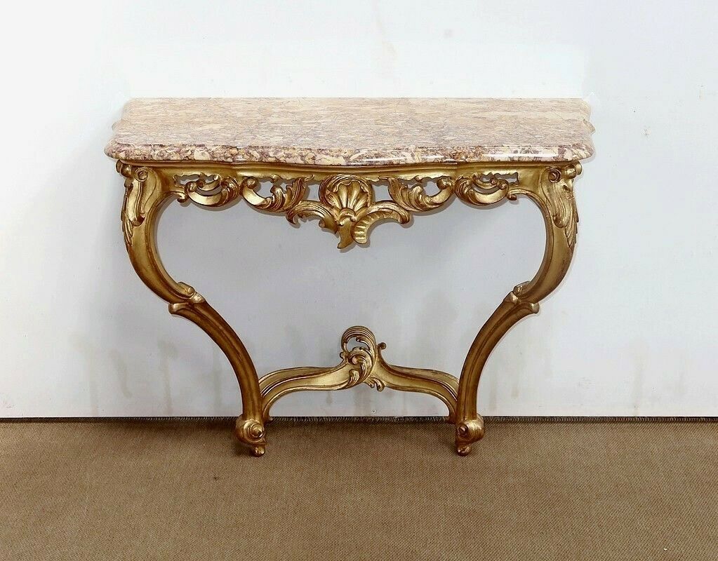 Wall Console In Golden Wood, Louis XV Style – Mid 20th Century