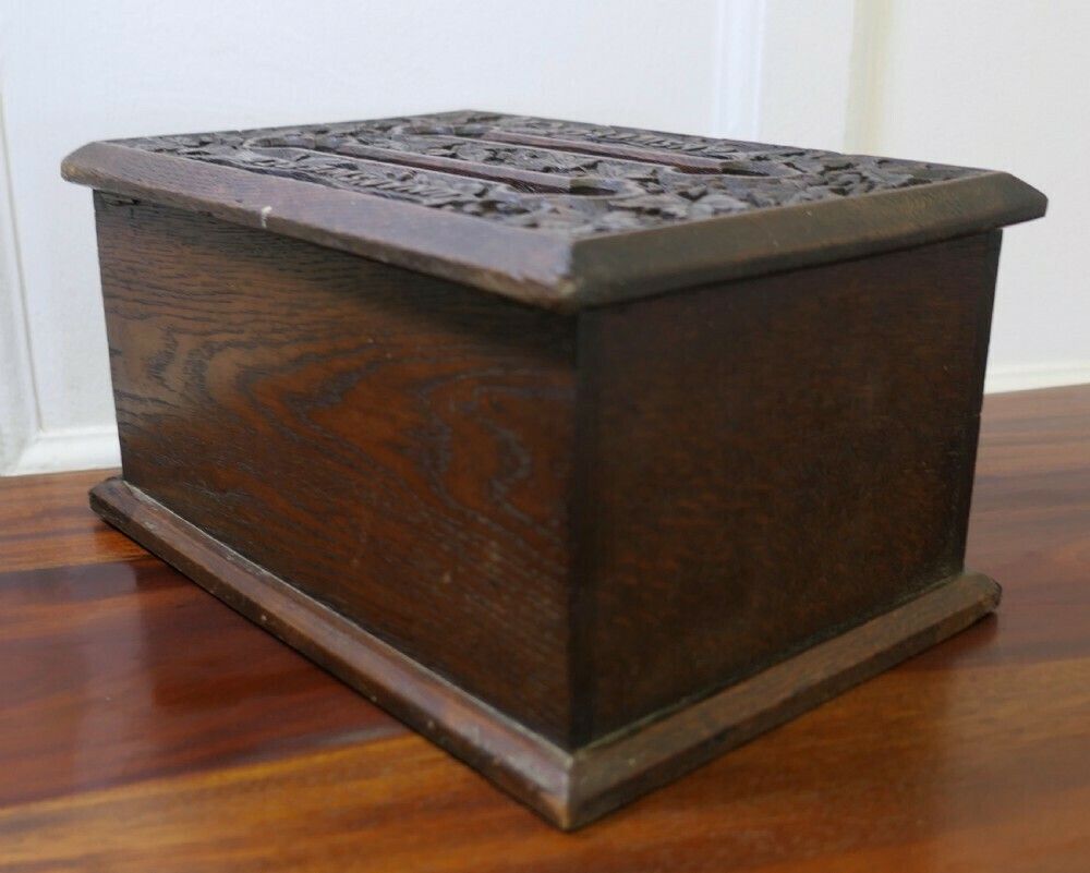 19th Century Carved Oak Correspondence, Post Or Letter Box photo 600.0