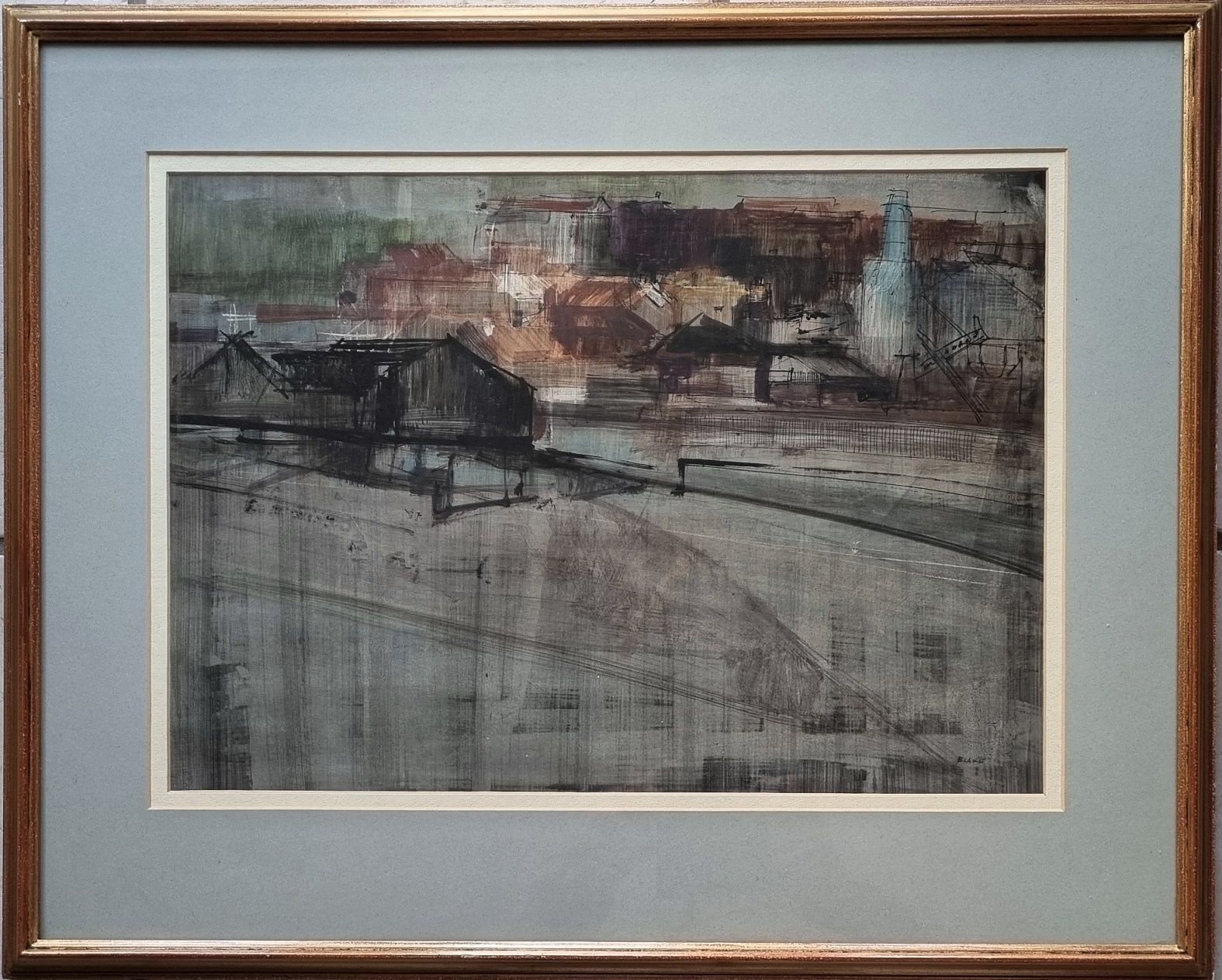 Modern British Art By F Donald Blake   View Of A Town, 1950s (Framed Watercolour) photo furniture
